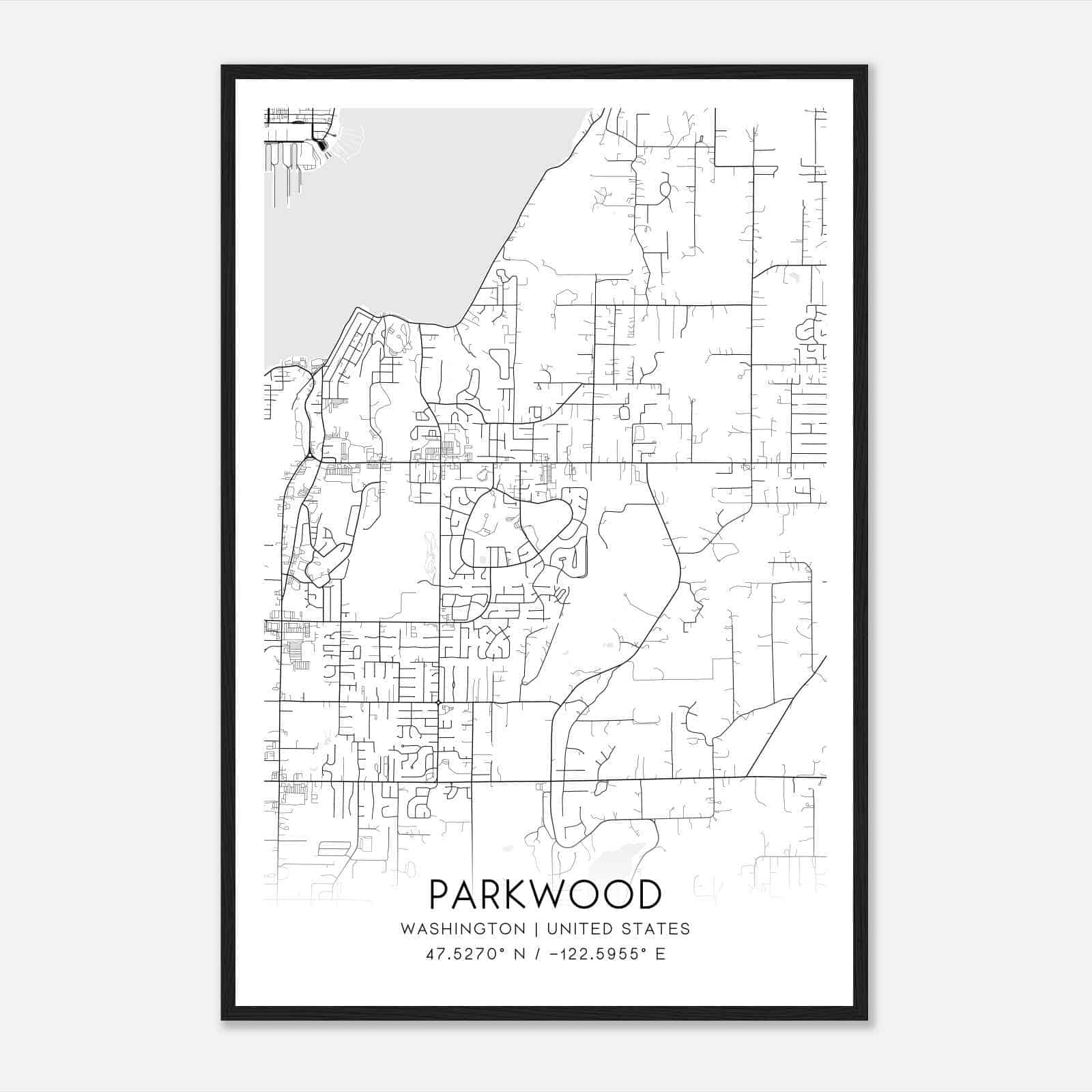 Parkwood Washington Map Poster, Modern Home Decor Wall Art Print