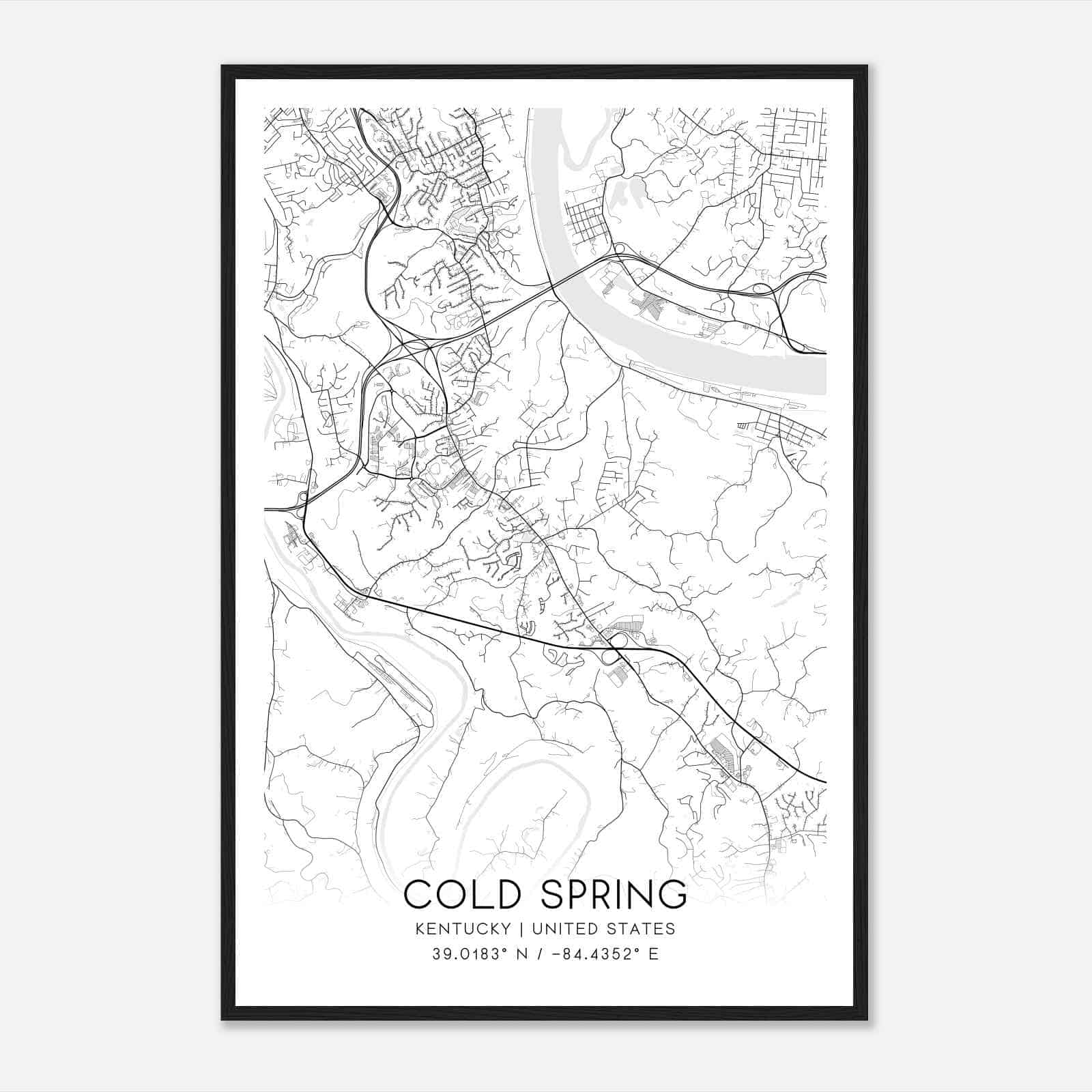 Cold Spring Kentucky Map Poster, Modern Home Decor Wall Art Print