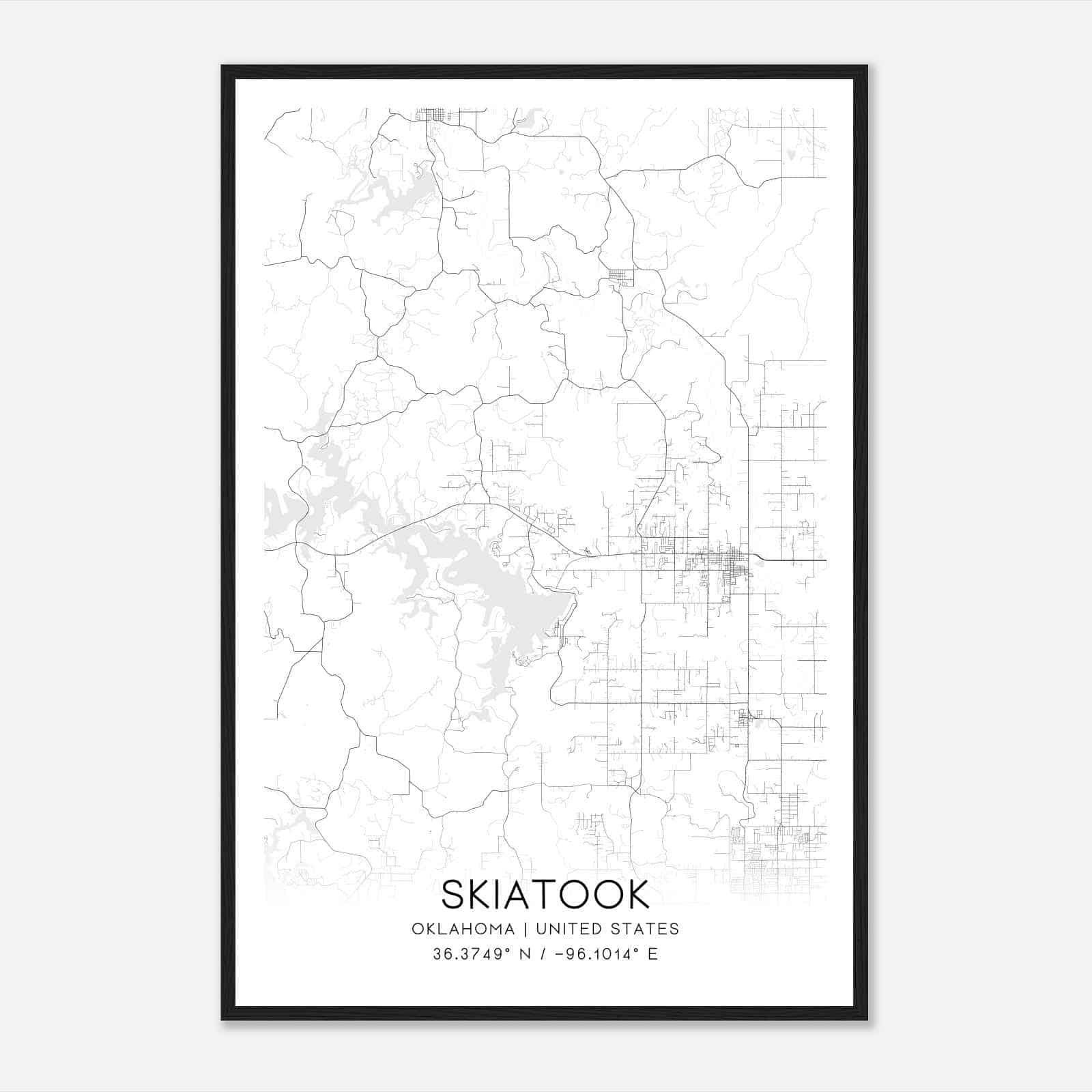 Skiatook Oklahoma Map Poster, Modern Home Decor Wall Art Print