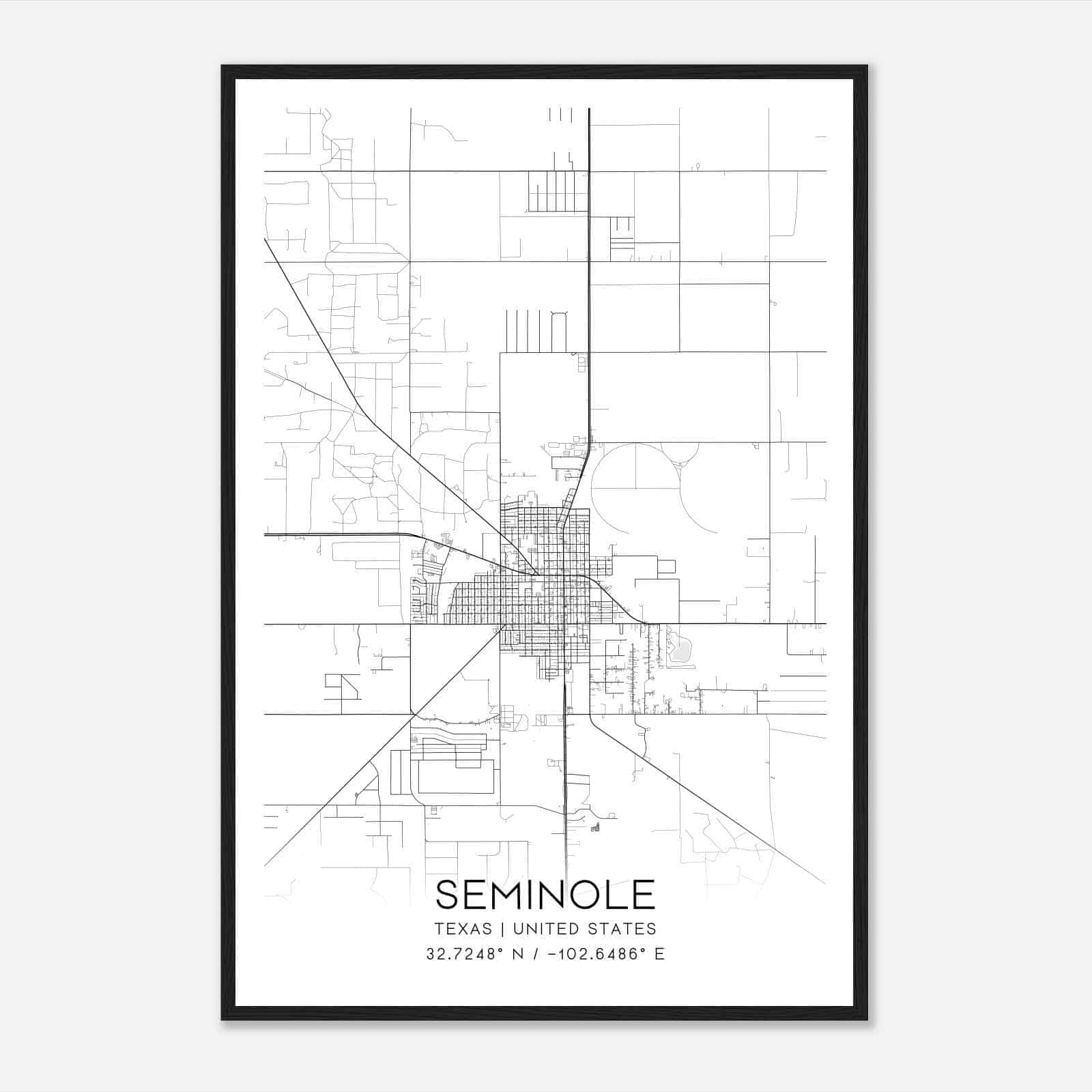 Seminole Texas Map Poster, Modern Home Decor Wall Art Print Seminole Texas Map Poster, Modern Home Decor Wall Art Print