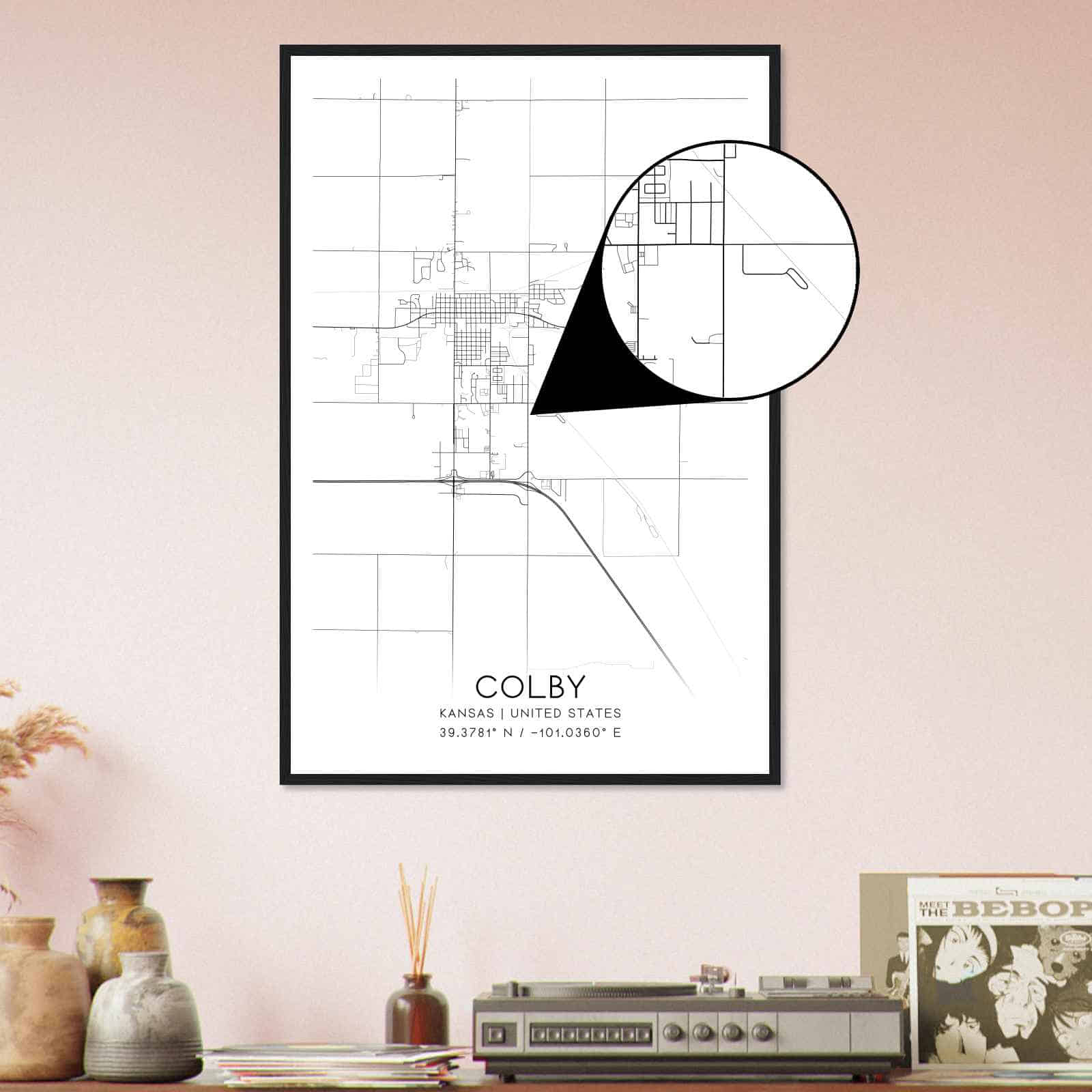 Colby Kansas Map Poster, Modern Home Decor Wall Art Print - Custom Maps
