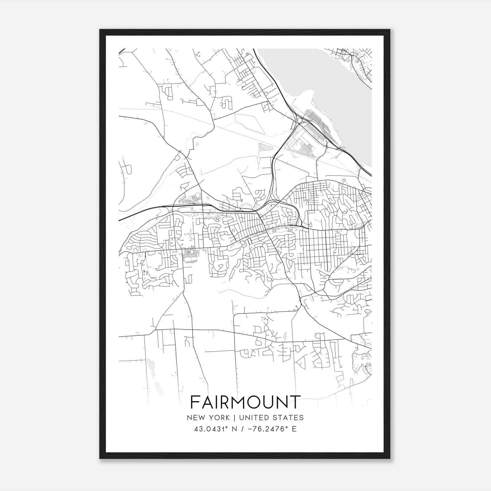 Fairmount New York Map Poster, Modern Home Decor Wall Art Print