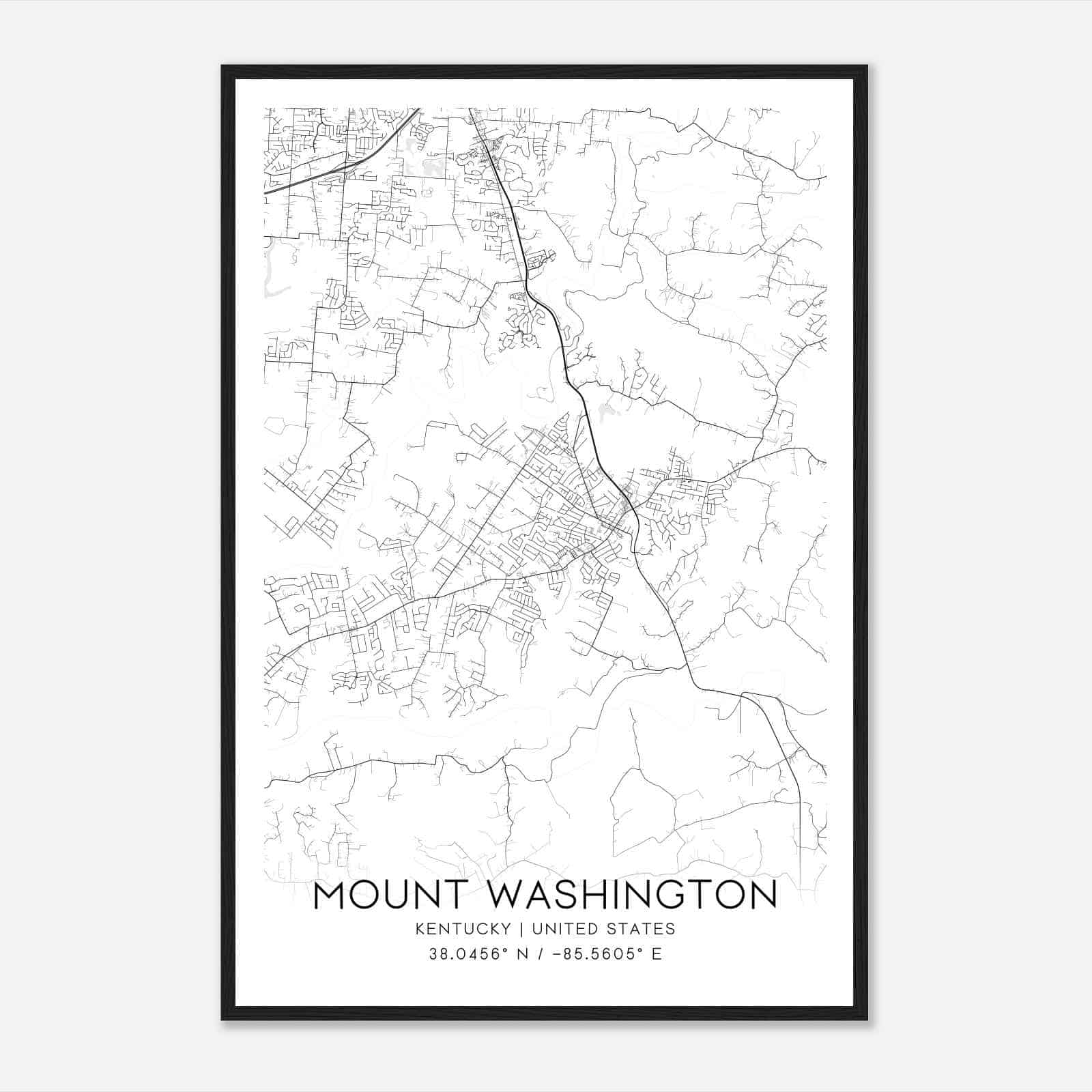 Mount Washington Kentucky Map Poster, Modern Home Decor Wall Art Print