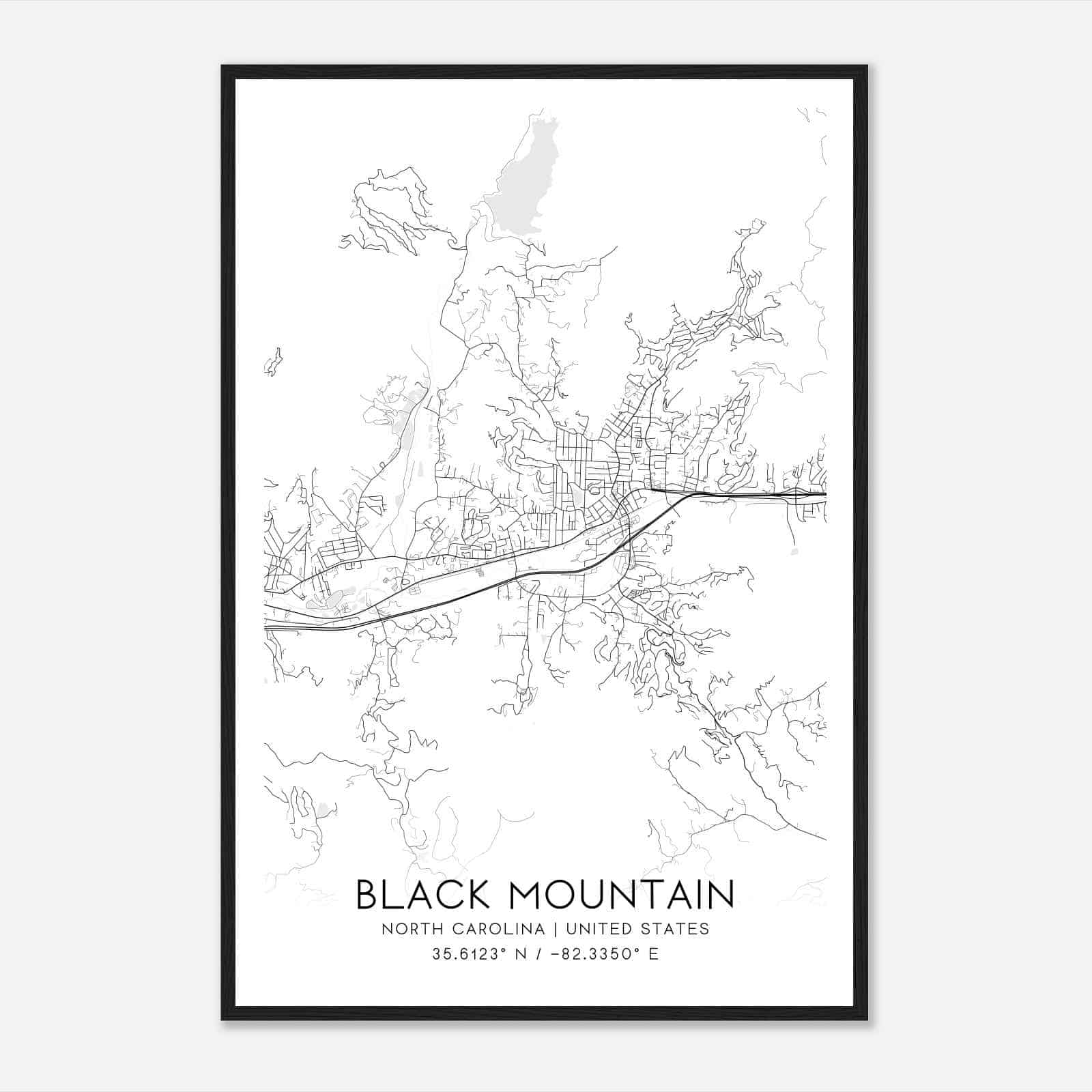 Black Mountain North Carolina Map Poster, Modern Home Decor Wall Art Print