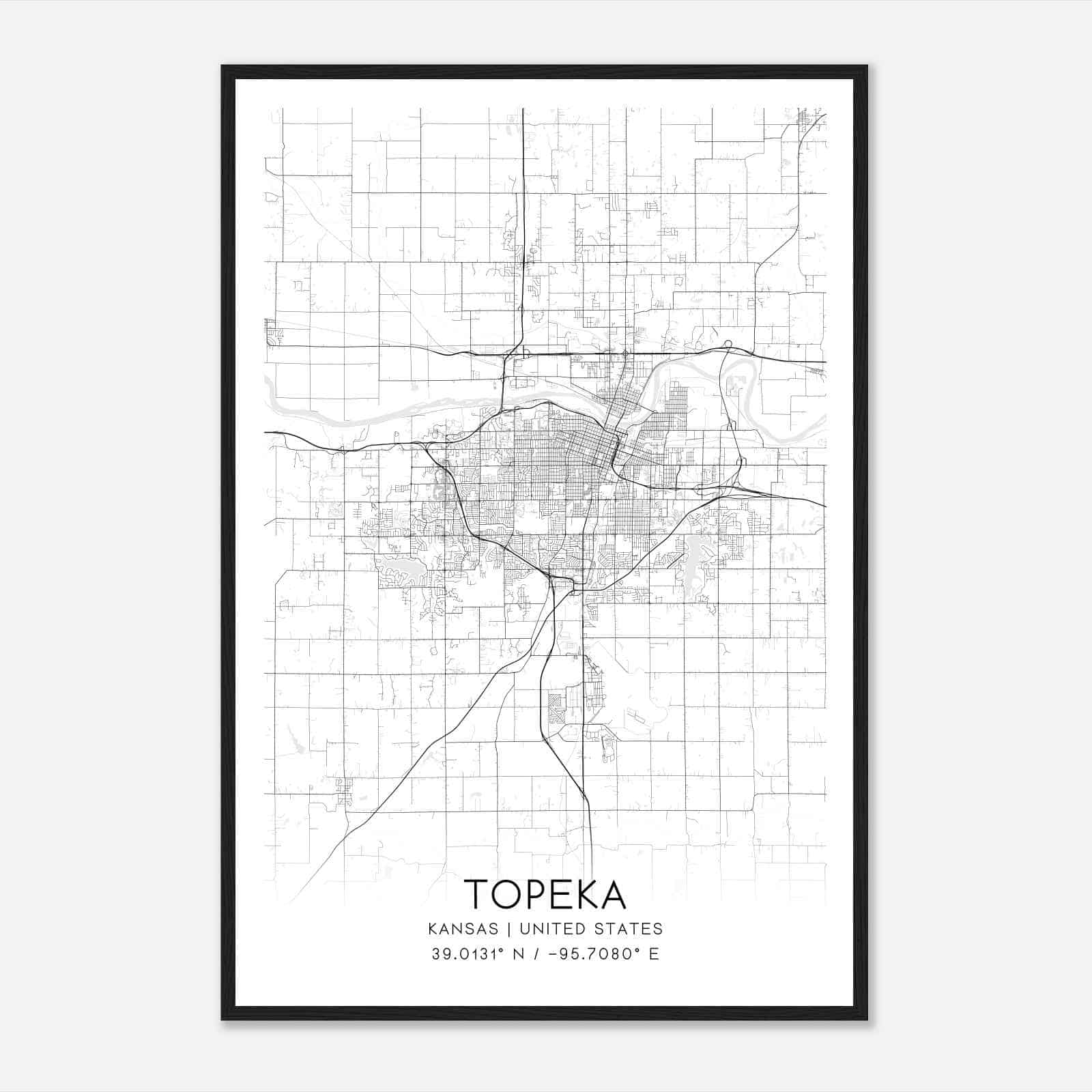 Topeka Kansas Map Poster, Modern Home Decor Wall Art Print Topeka Kansas Map Poster, Modern Home Decor Wall Art Print