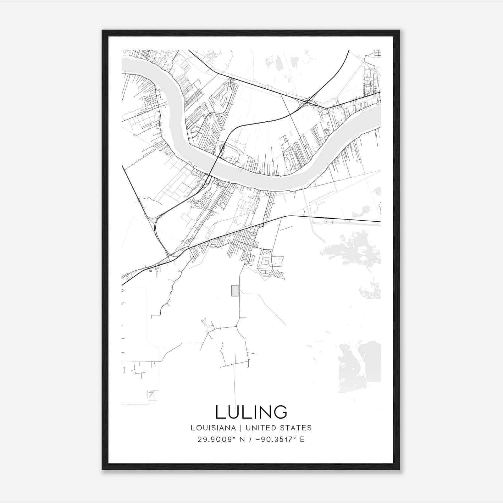 Luling Louisiana Map Poster, Modern Home Decor Wall Art Print Luling Louisiana Map Poster, Modern Home Decor Wall Art Print