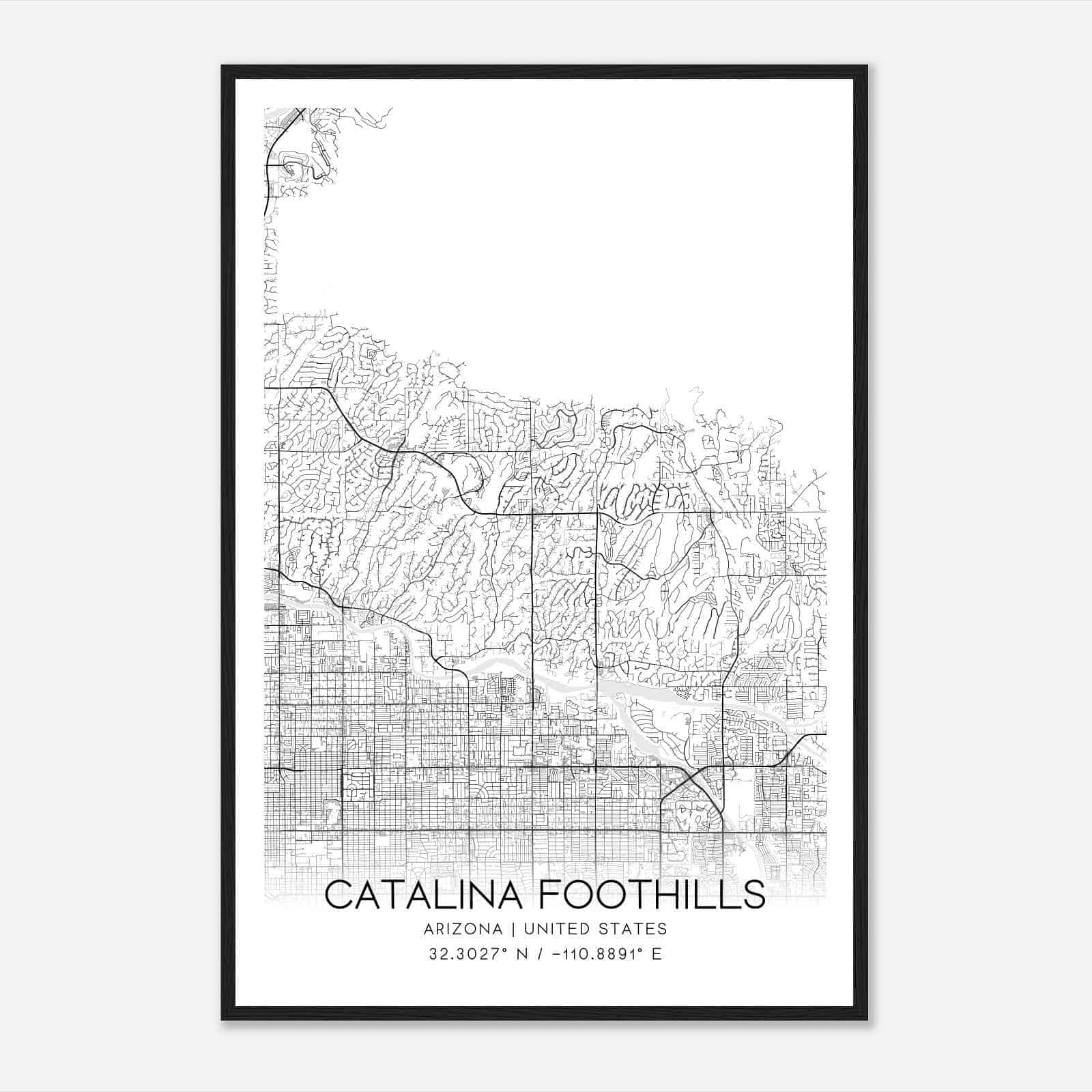 Catalina Foothills Arizona Map Poster, Modern Home Decor Wall Art Print