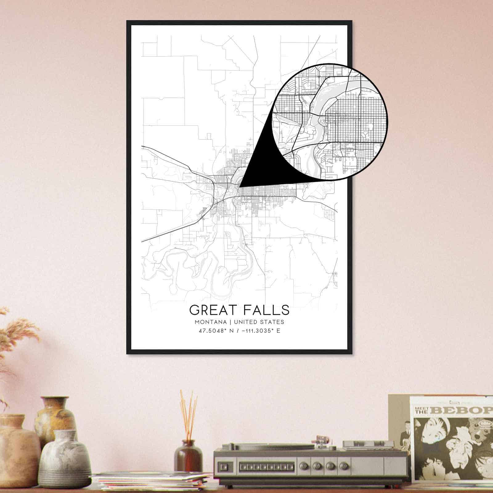 Deerfield Kansas Map Poster, Modern Home Decor Wall Art Print (Copy)