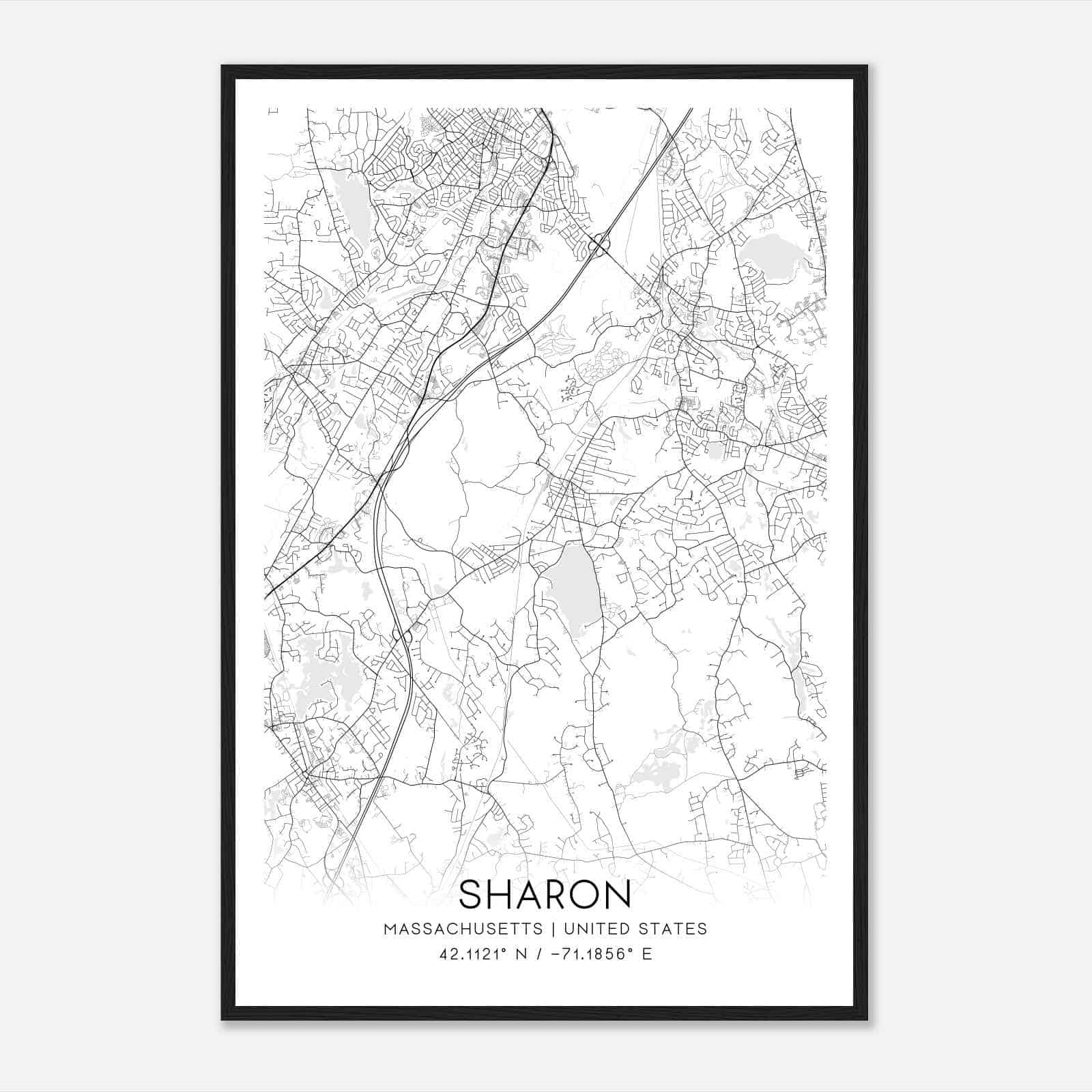 Sharon Massachusetts Map Poster, Modern Home Decor Wall Art Print Sharon Massachusetts Map Poster, Modern Home Decor Wall Art Print