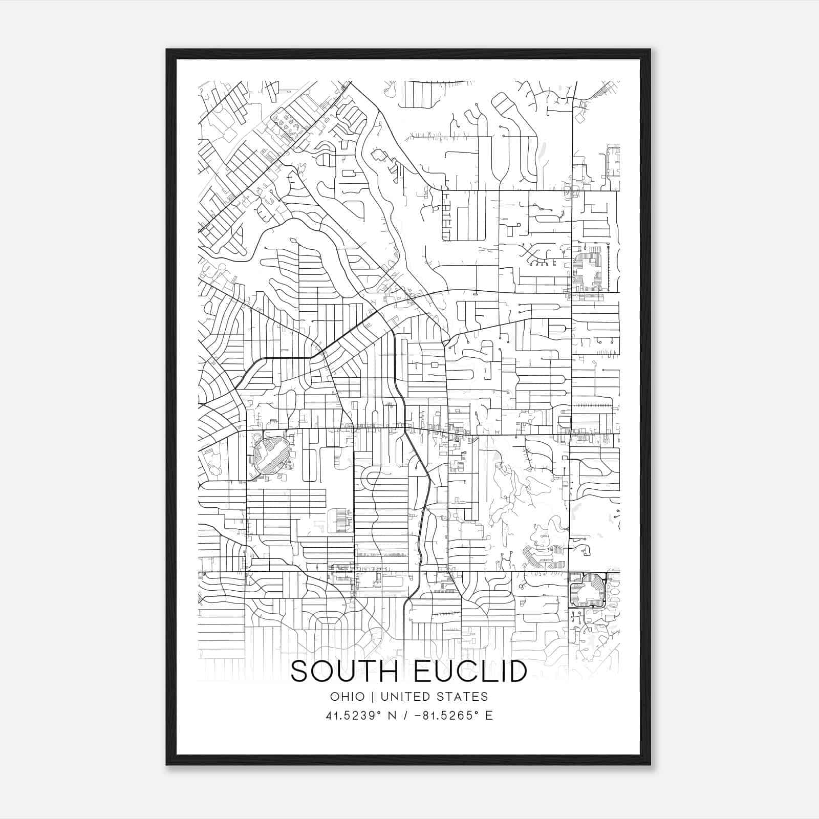 South Euclid Ohio Map Poster, Modern Home Decor Wall Art Print South Euclid Ohio Map Poster, Modern Home Decor Wall Art Print