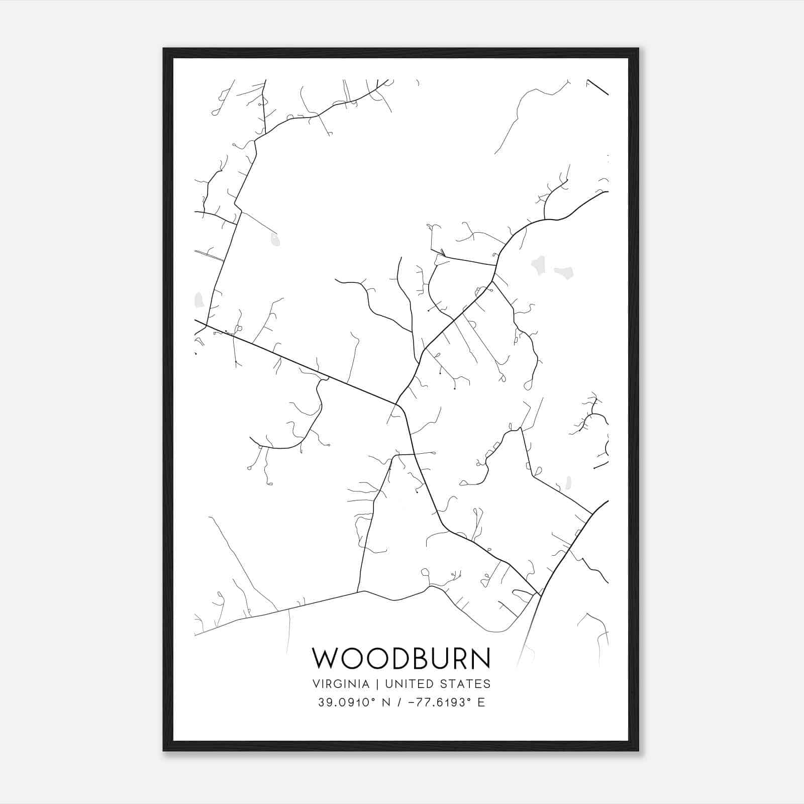 Woodburn Virginia Map Poster, Modern Home Decor Wall Art Print