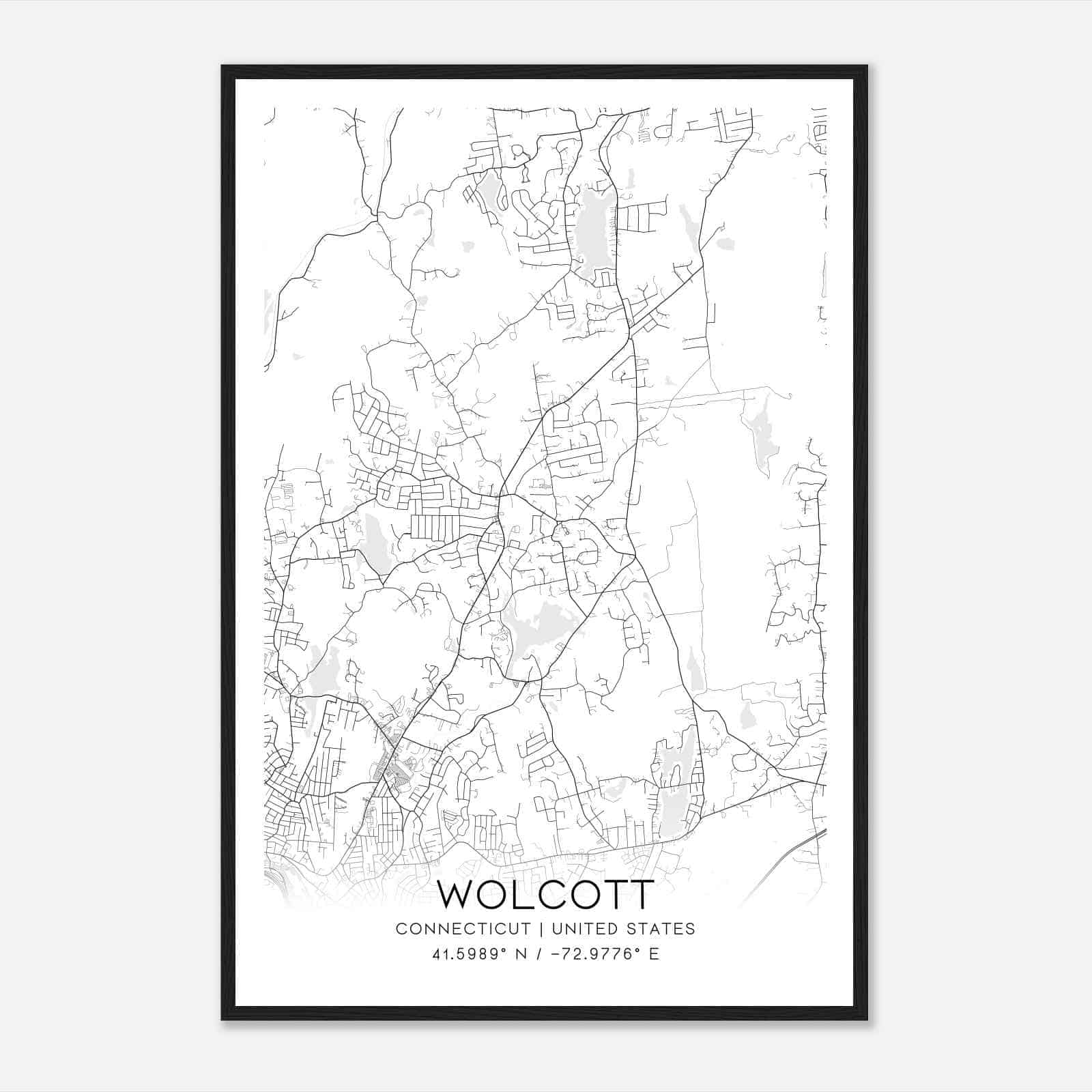 Wolcott Connecticut Map Poster, Modern Home Decor Wall Art Print Wolcott Connecticut Map Poster, Modern Home Decor Wall Art Print