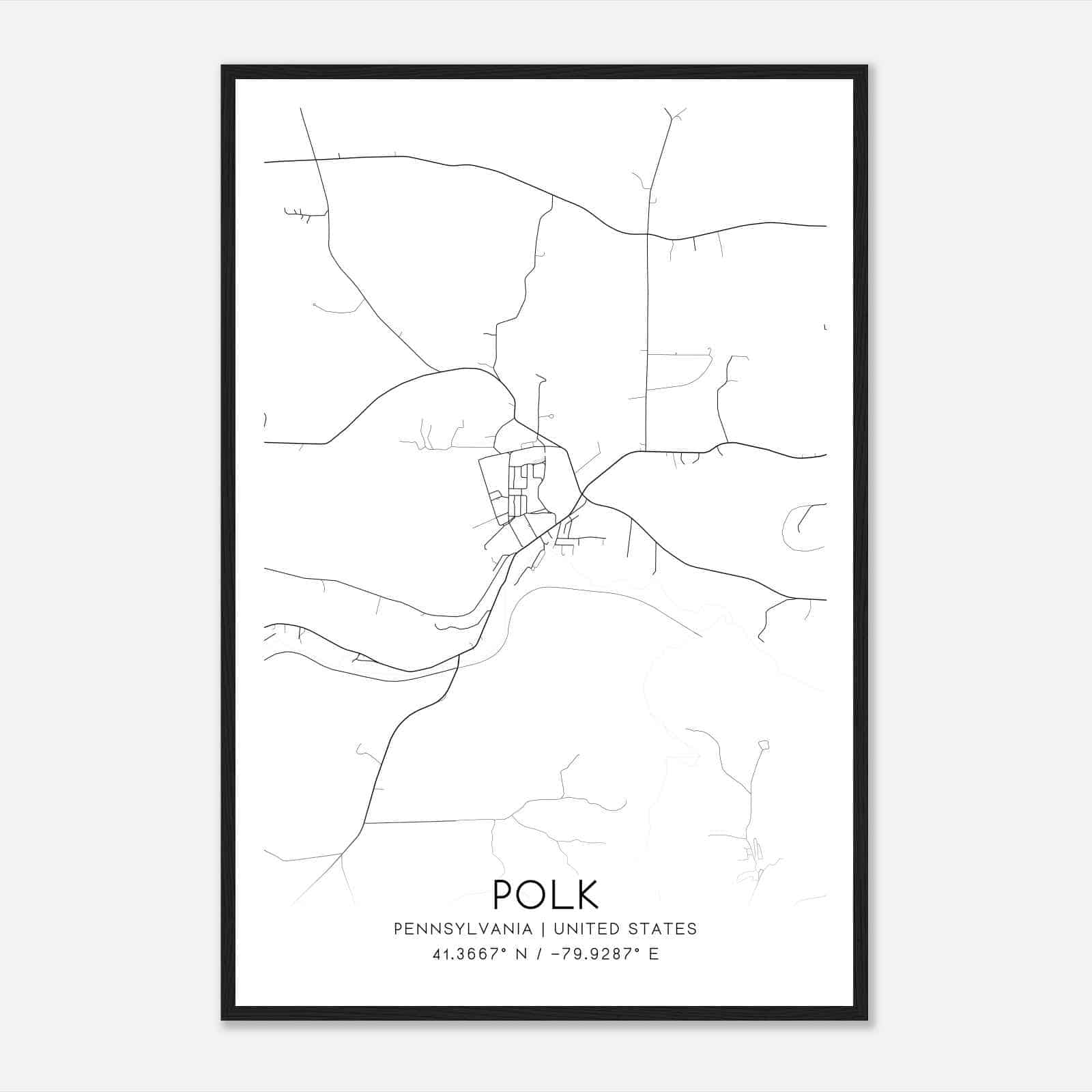 Polk Pennsylvania Map Poster, Modern Home Decor Wall Art Print Polk Pennsylvania Map Poster, Modern Home Decor Wall Art Print