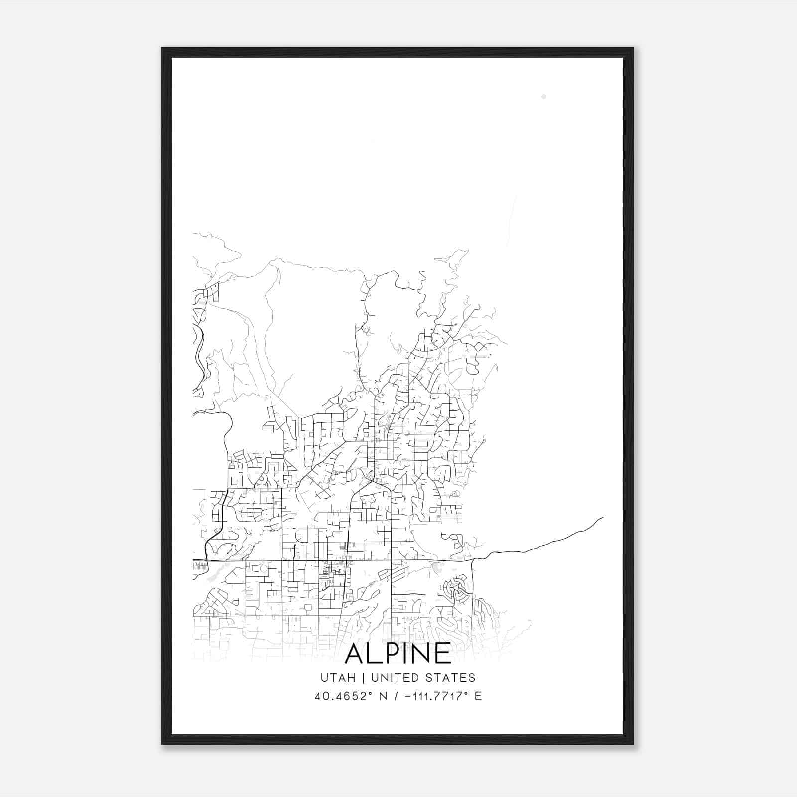 Alpine Utah Map Poster, Modern Home Decor Wall Art Print