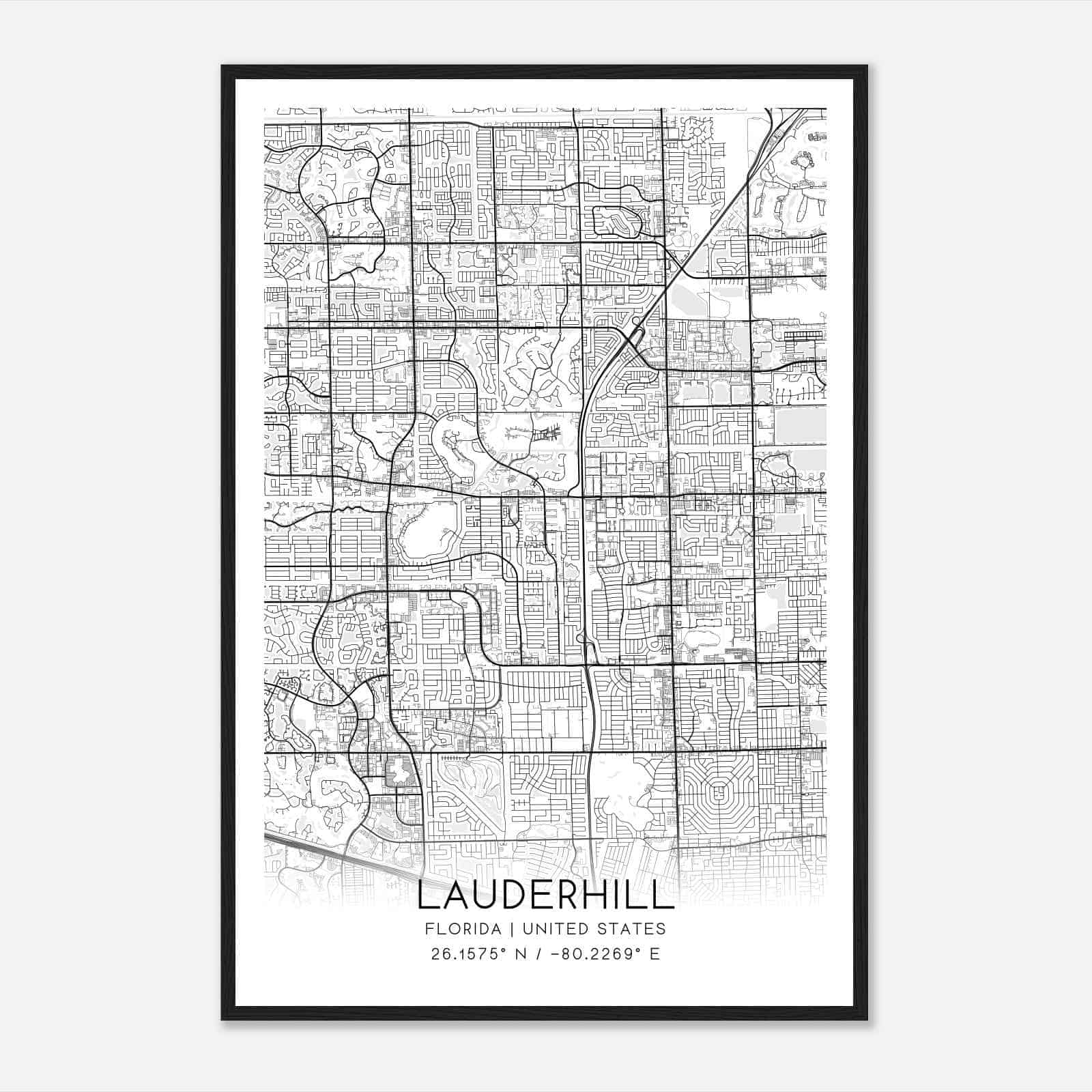 Lauderhill Florida Map Poster, Modern Home Decor Wall Art Print Lauderhill Florida Map Poster, Modern Home Decor Wall Art Print