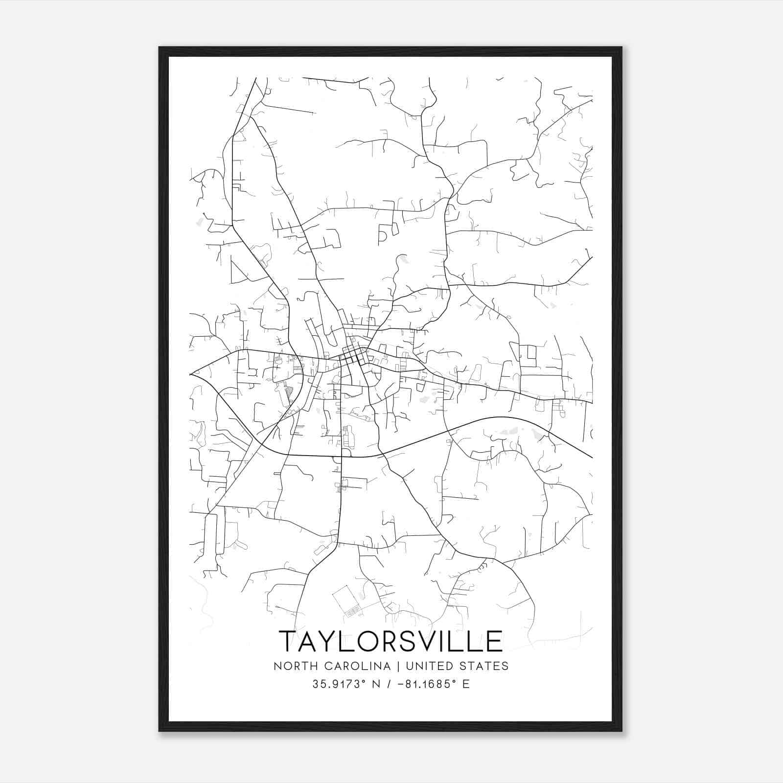 Taylorsville North Carolina Map Poster, Modern Home Decor Wall Art Print