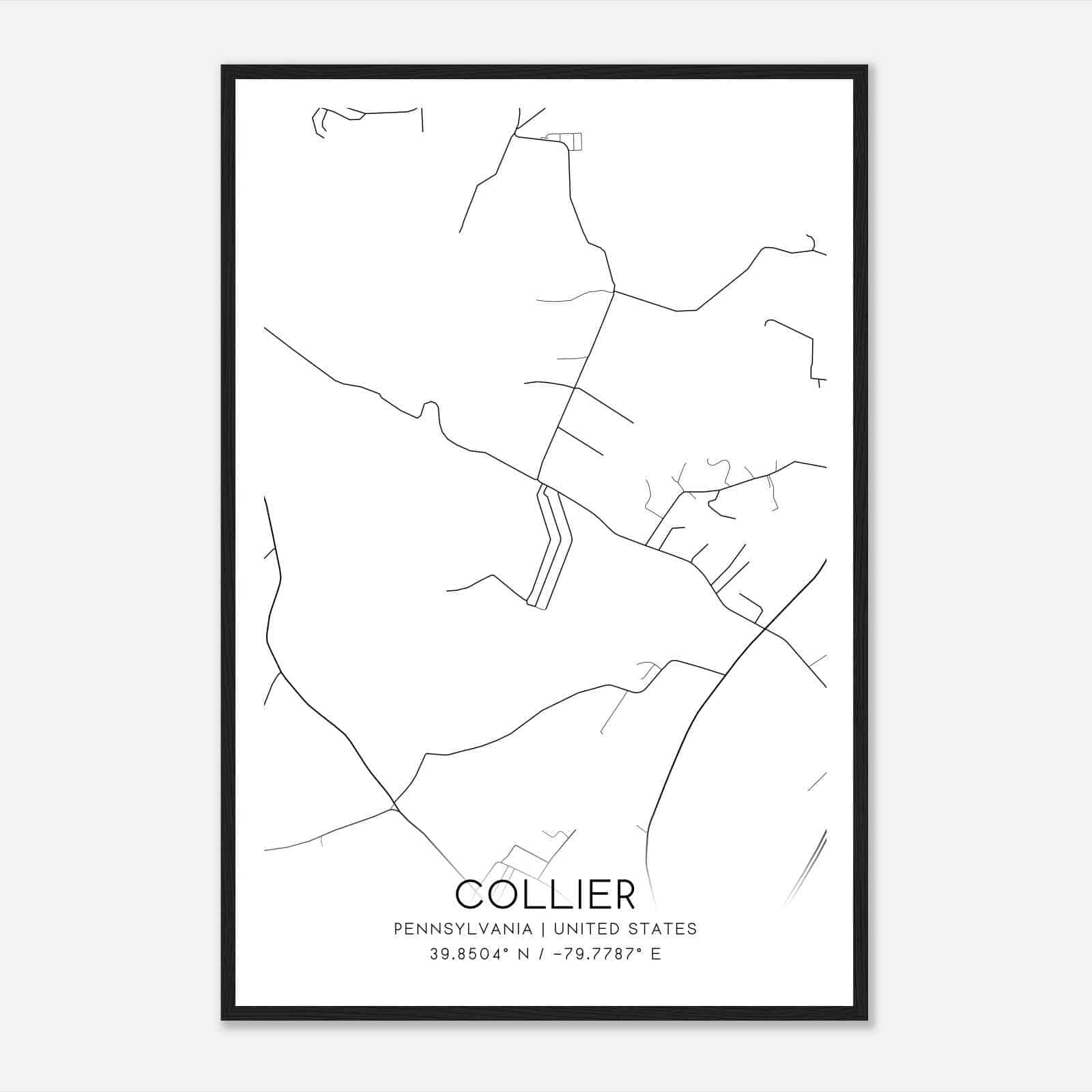 Collier Pennsylvania Map Poster, Modern Home Decor Wall Art Print
