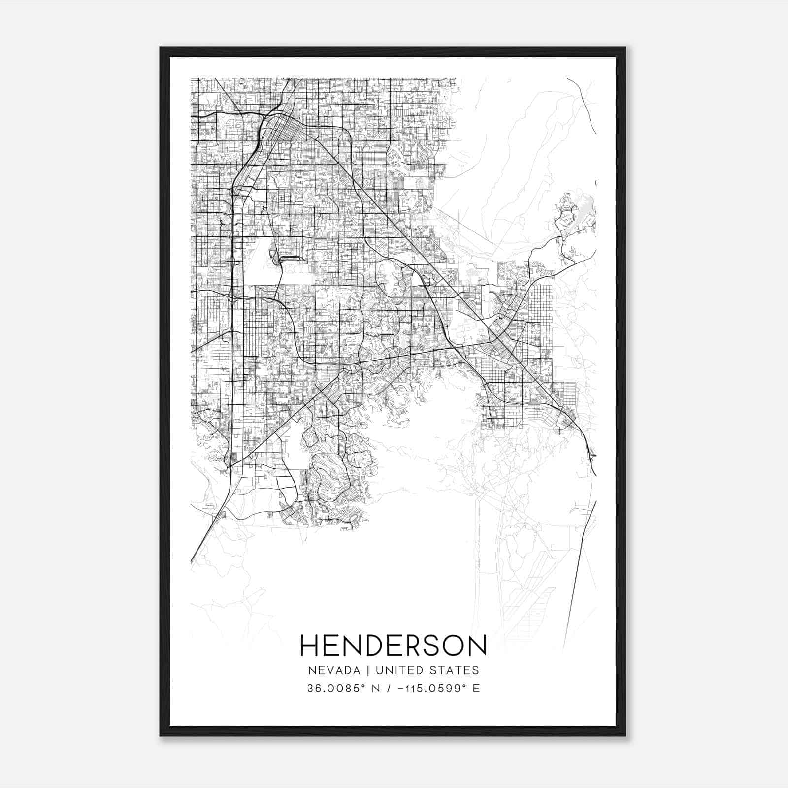 Henderson Nevada Map Poster, Modern Home Decor Wall Art Print