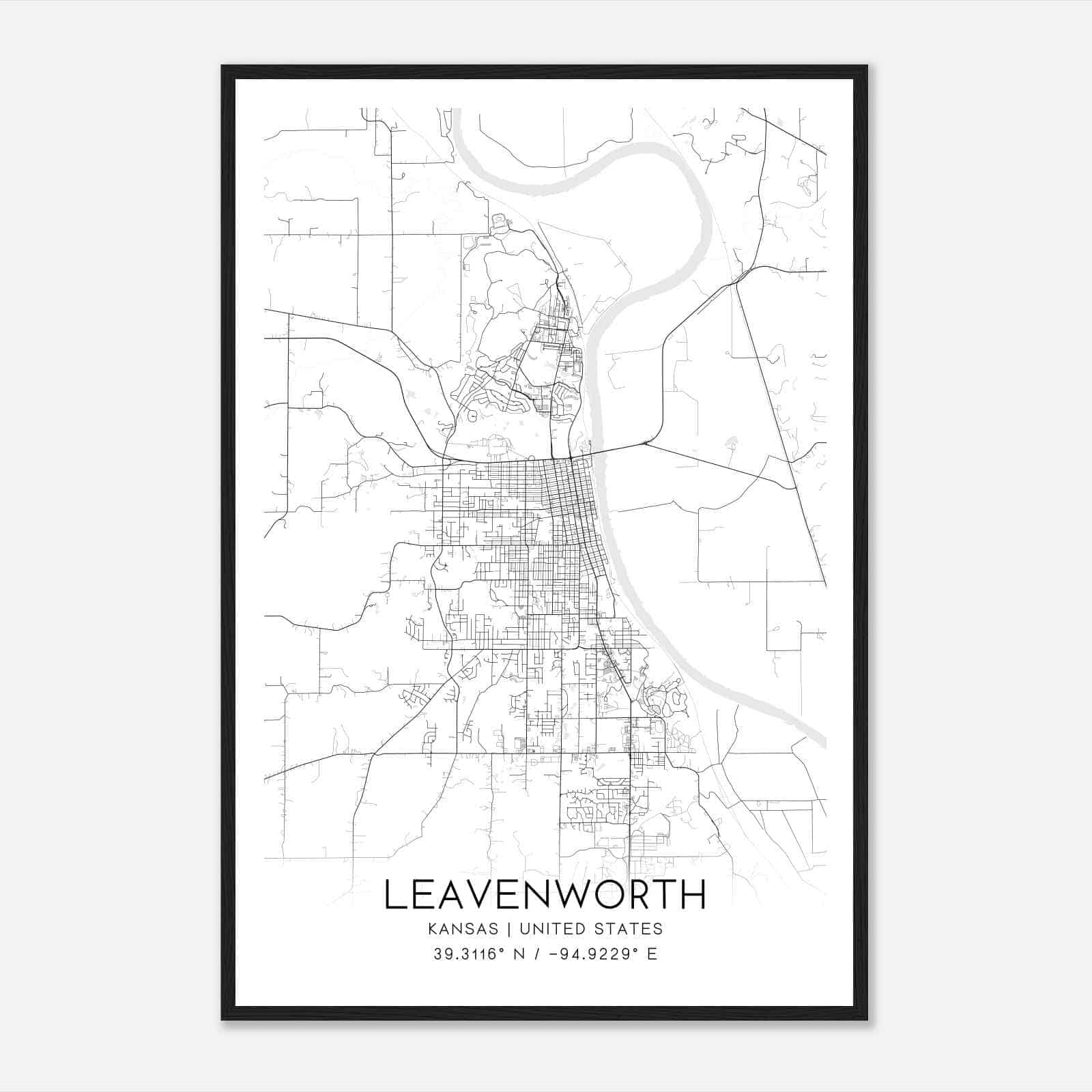 Leavenworth Kansas Map Poster, Modern Home Decor Wall Art Print Leavenworth Kansas Map Poster, Modern Home Decor Wall Art Print