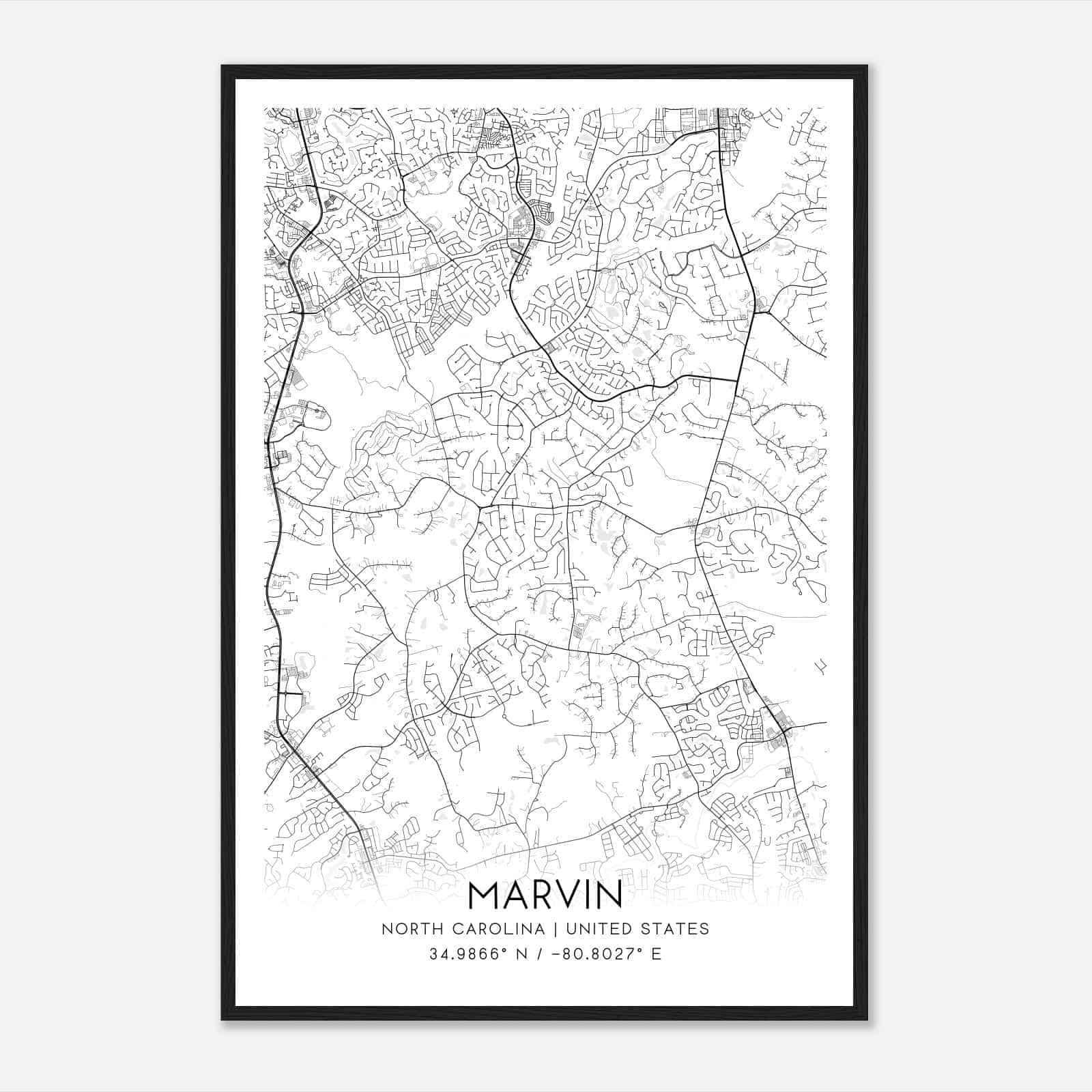Marvin North Carolina Map Poster, Modern Home Decor Wall Art Print Marvin North Carolina Map Poster, Modern Home Decor Wall Art Print