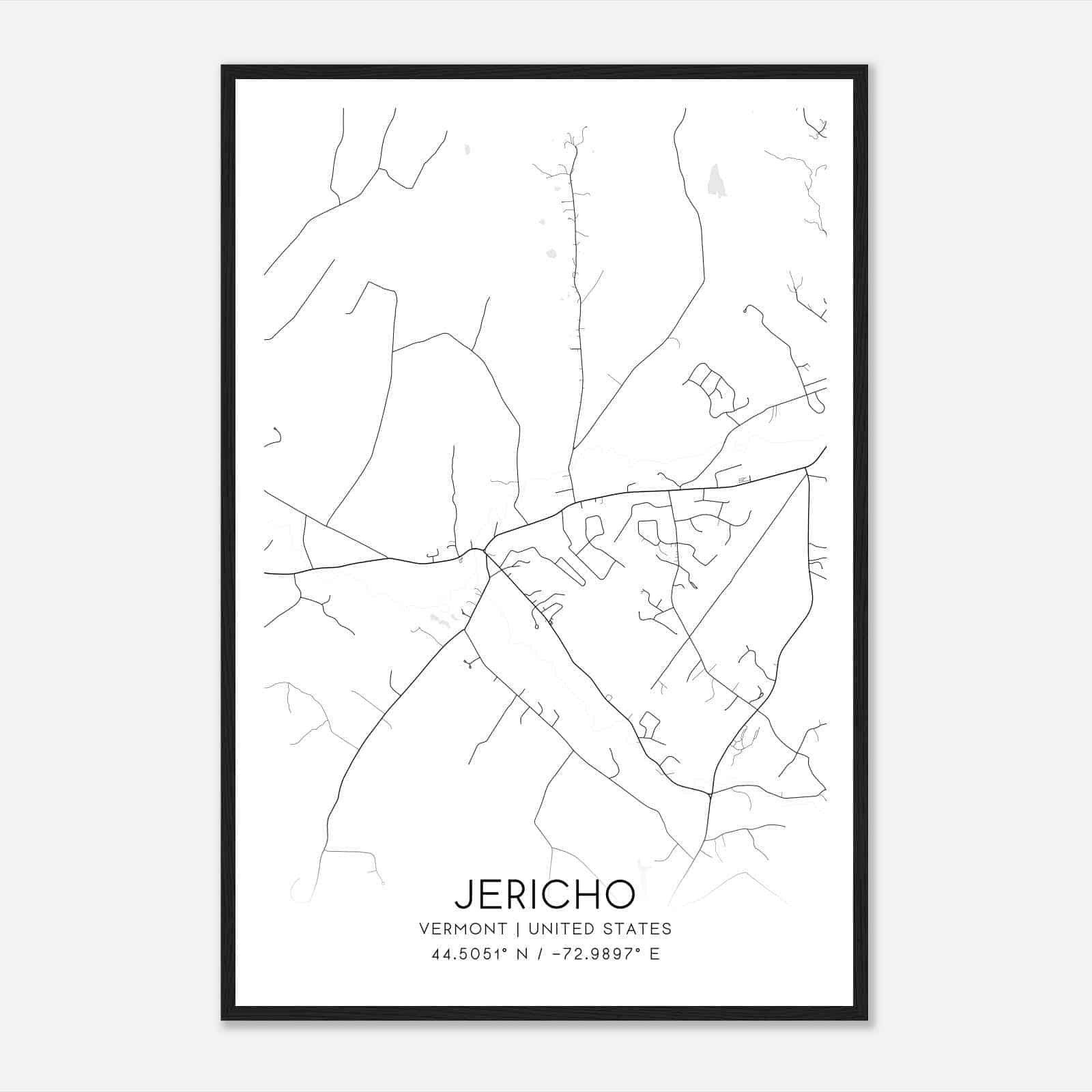 Jericho Vermont Map Poster, Modern Home Decor Wall Art Print