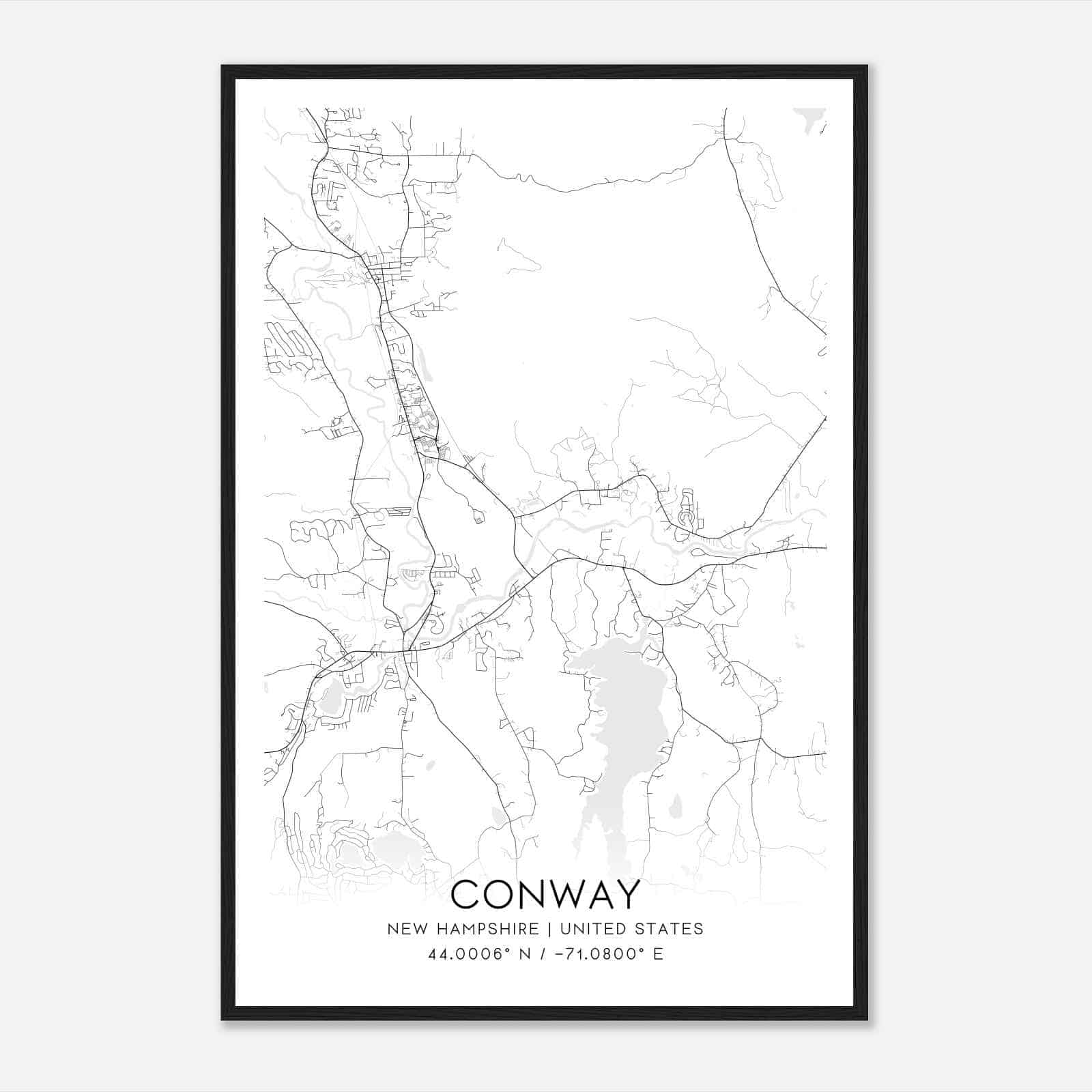 Conway New Hampshire Map Poster, Modern Home Decor Wall Art Print