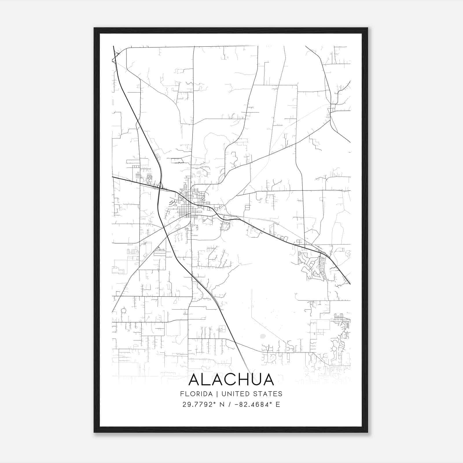 Alachua Florida Map Poster, Modern Home Decor Wall Art Print