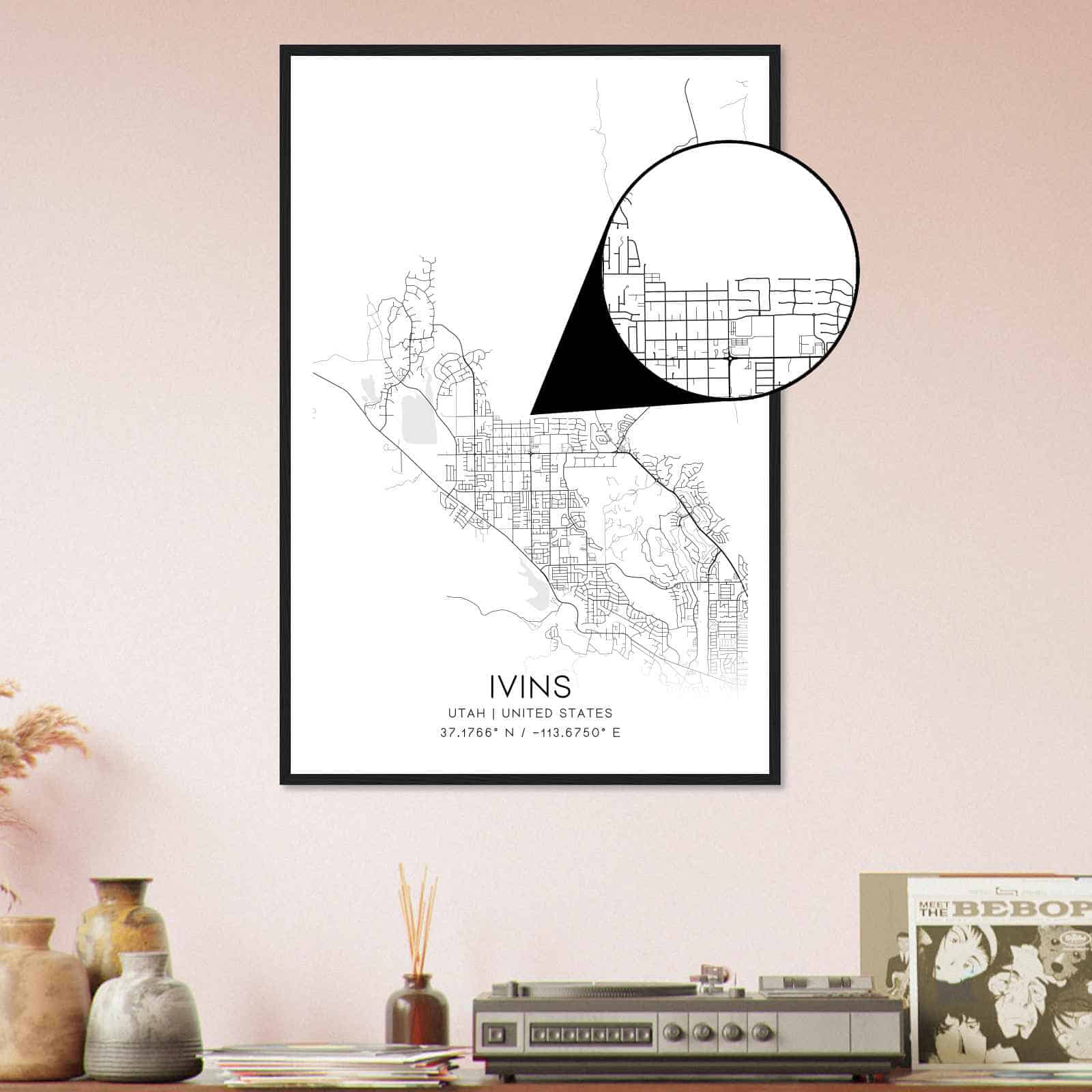 Deerfield Kansas Map Poster, Modern Home Decor Wall Art Print (Copy)