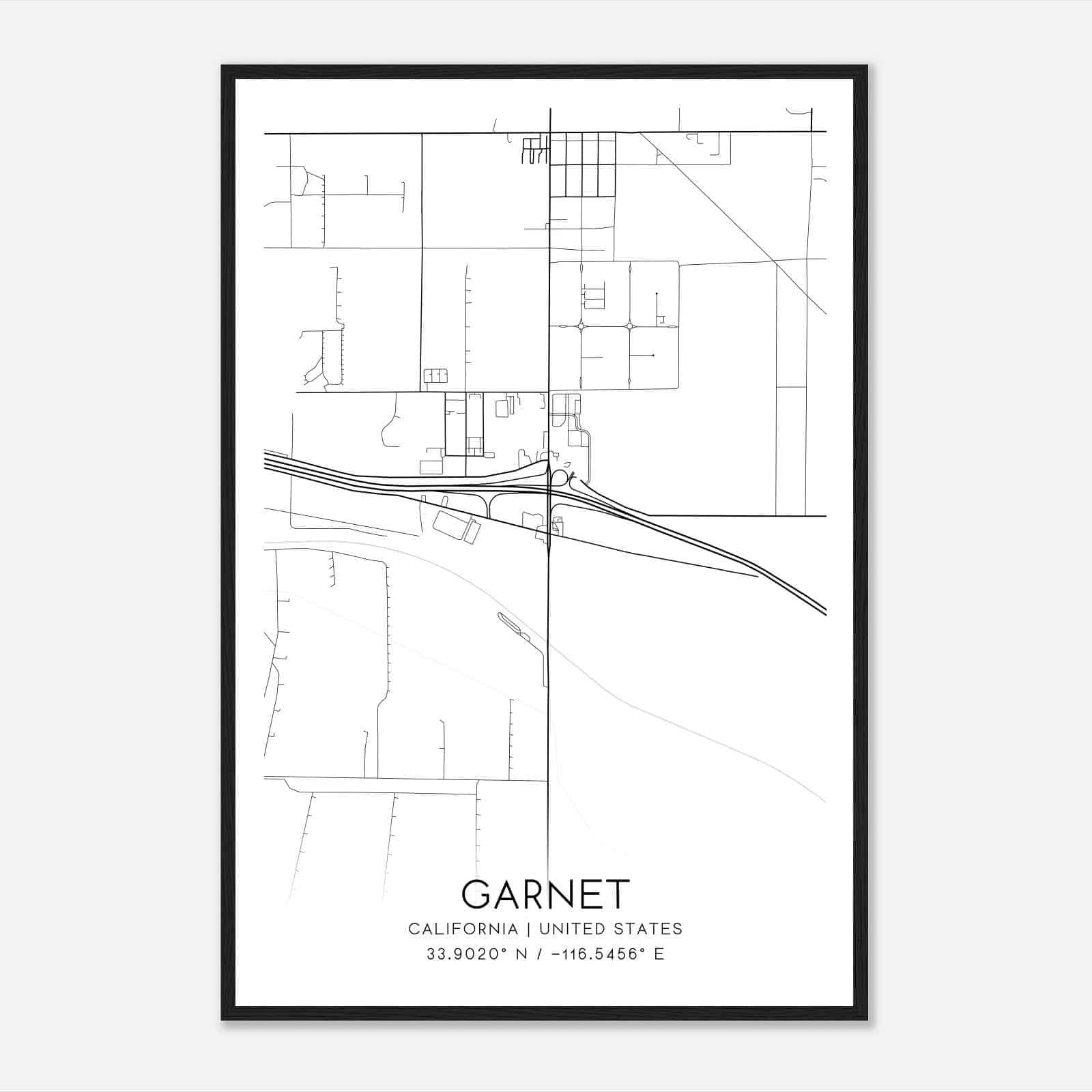 Garnet California Map Poster, Modern Home Decor Wall Art Print
