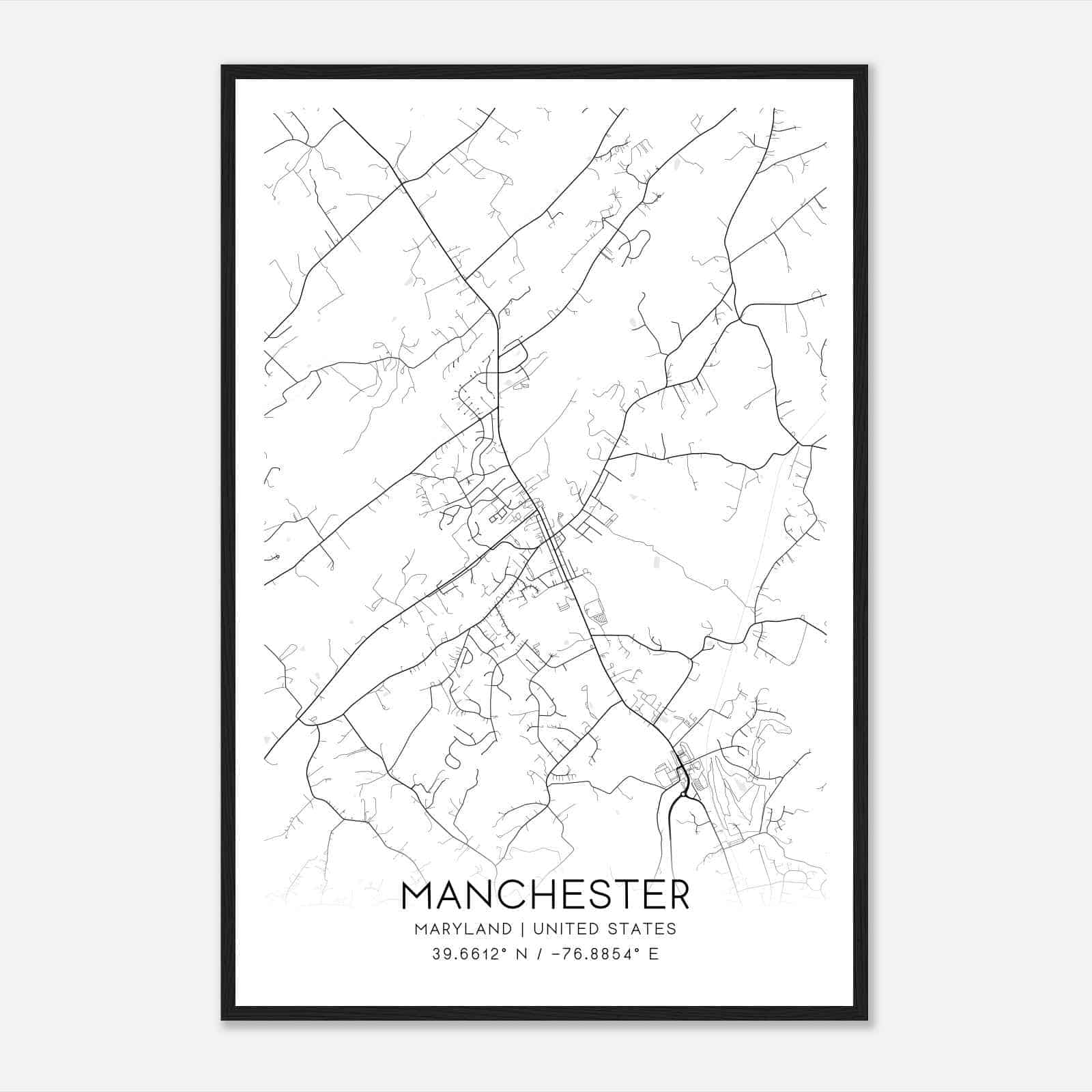 Manchester Maryland Map Poster, Modern Home Decor Wall Art Print