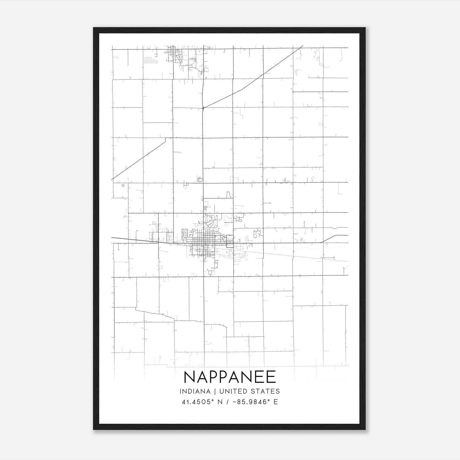 Nappanee Indiana Map Poster, Modern Home Decor Wall Art Print Nappanee Indiana Map Poster, Modern Home Decor Wall Art Print