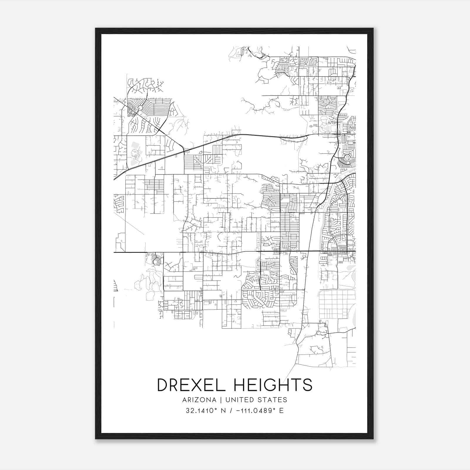 Drexel Heights Arizona Map Poster, Modern Home Decor Wall Art Print
