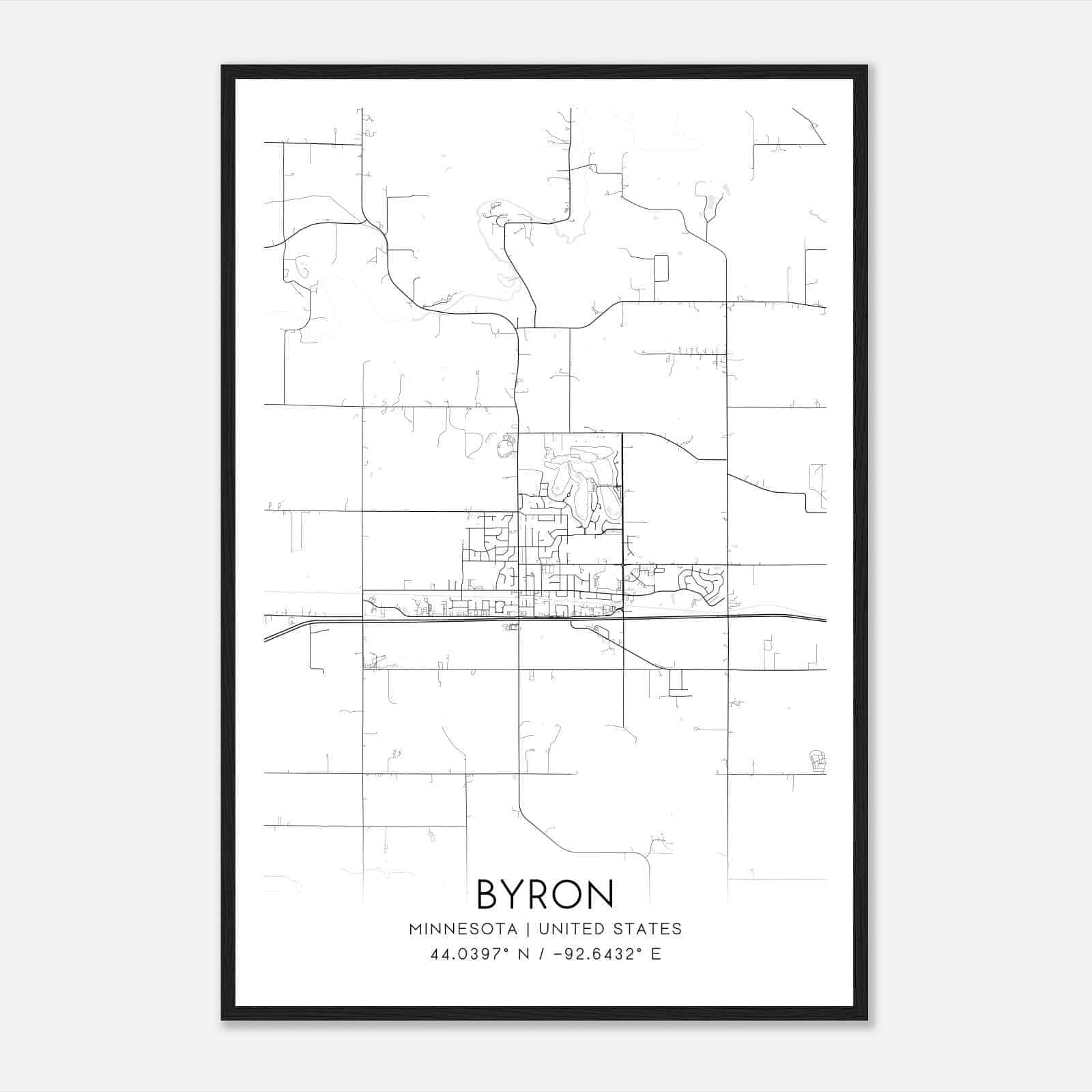 Byron Minnesota Map Poster, Modern Home Decor Wall Art Print