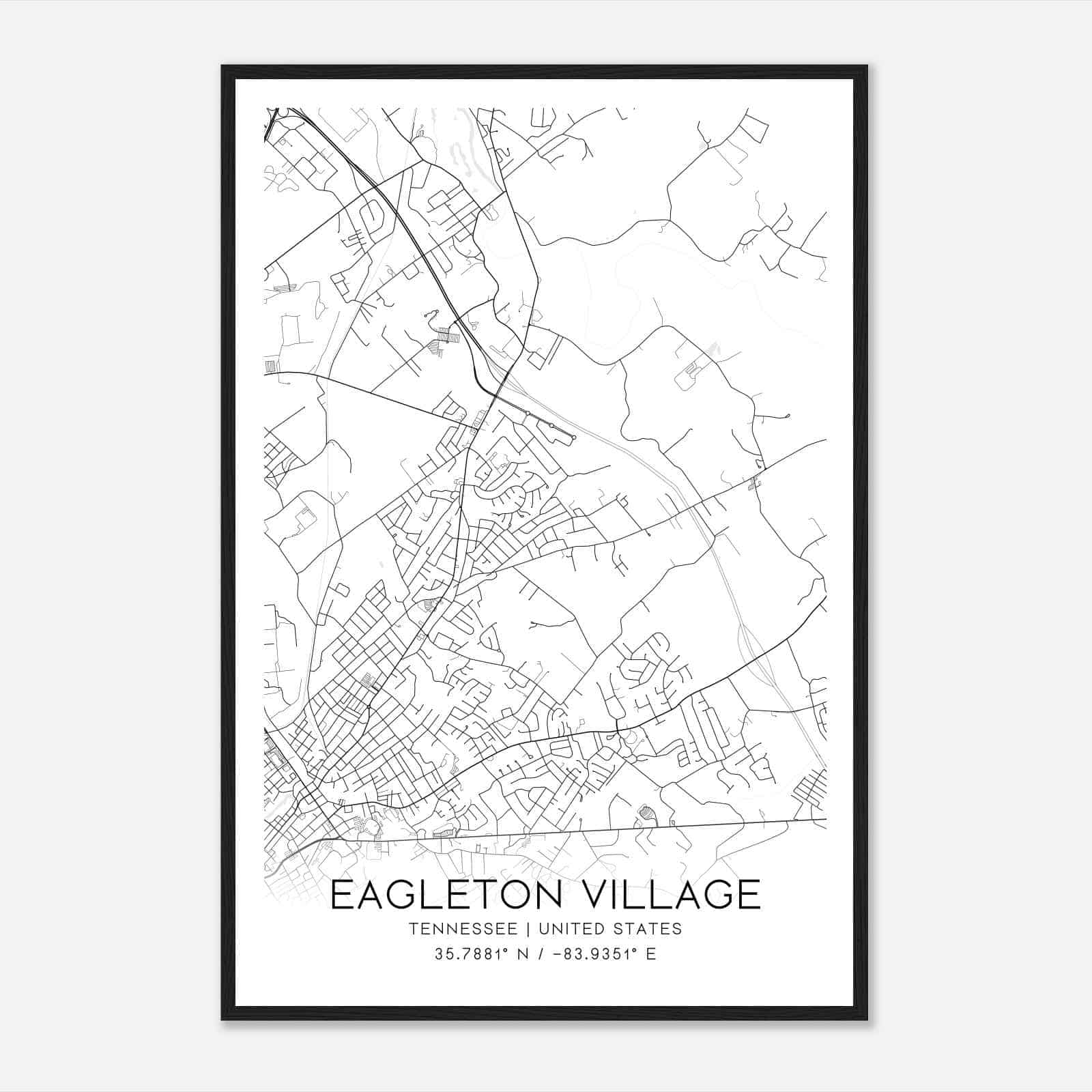 Eagleton Village Tennessee Map Poster, Modern Home Decor Wall Art Print