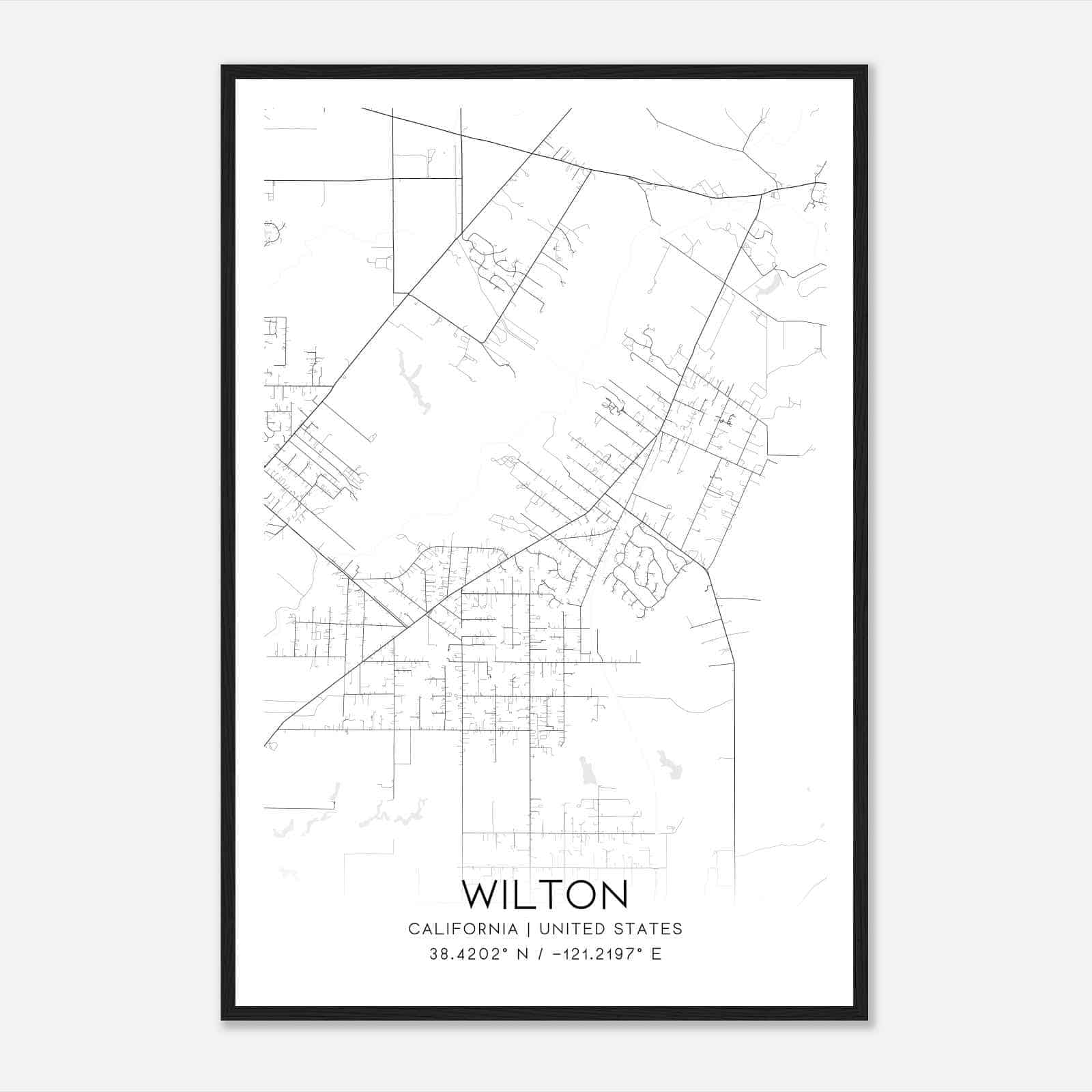 Wilton California Map Poster, Modern Home Decor Wall Art Print