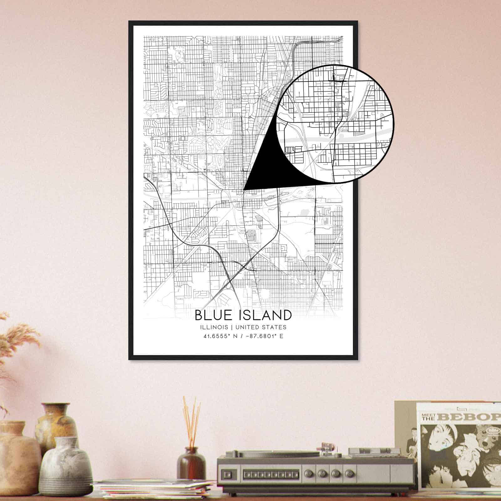 Deerfield Kansas Map Poster, Modern Home Decor Wall Art Print (Copy)