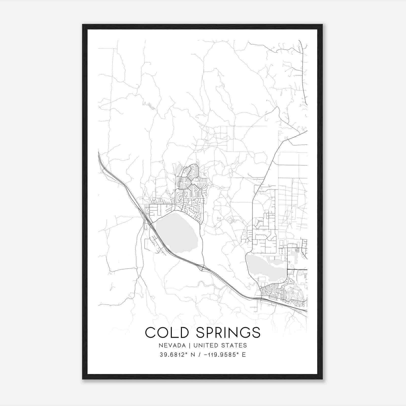 Cold Springs Nevada Map Poster, Modern Home Decor Wall Art Print