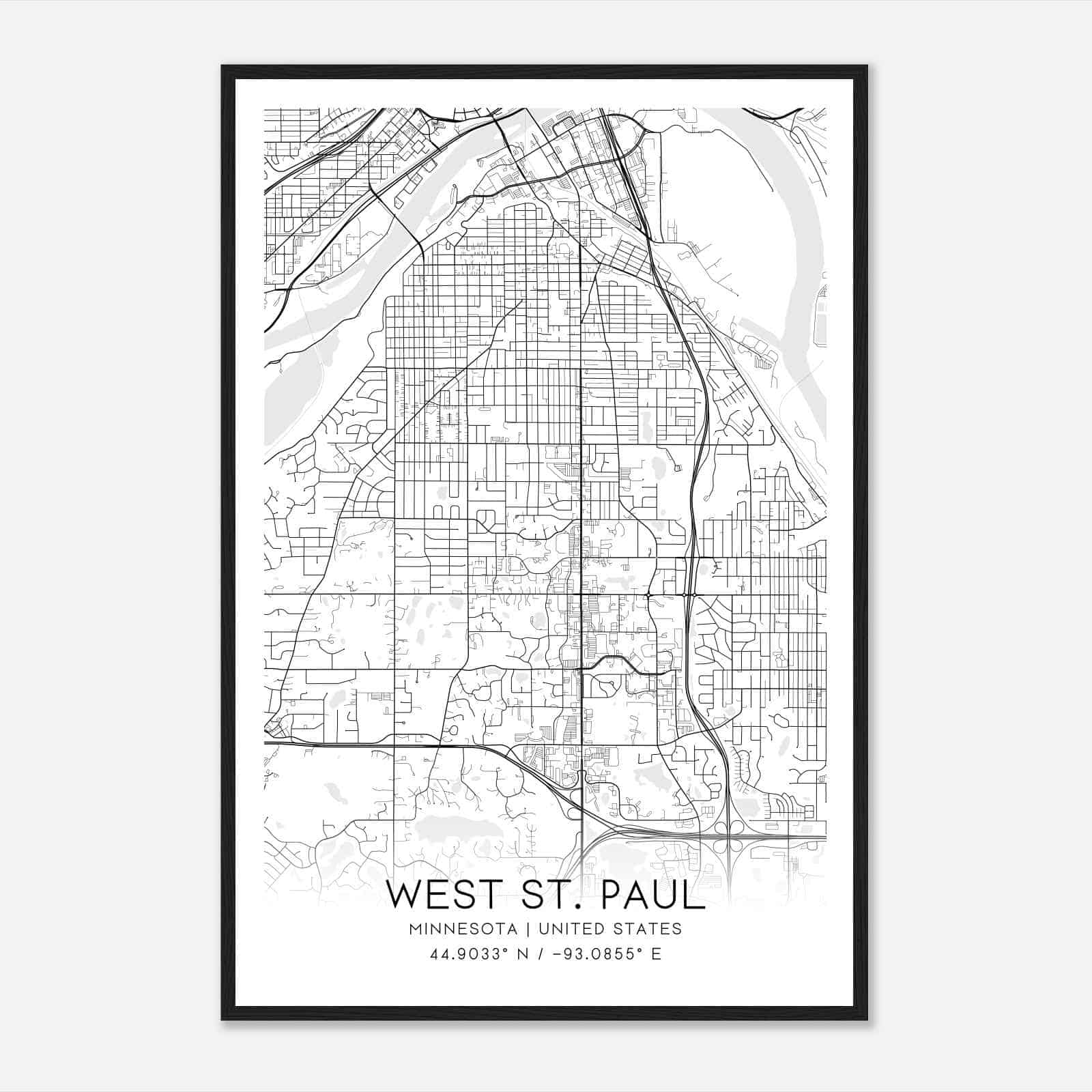West St. Paul Minnesota Map Poster, Modern Home Decor Wall Art Print