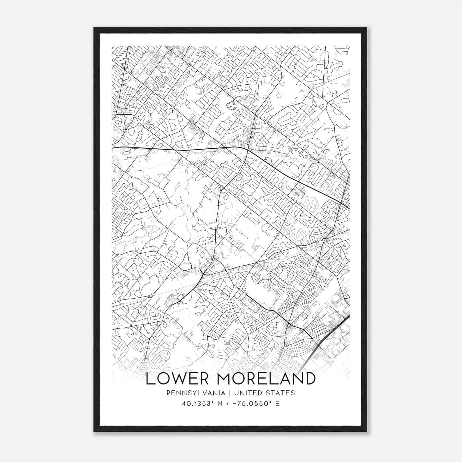 Lower Moreland Pennsylvania Map Poster, Modern Home Decor Wall Art Print