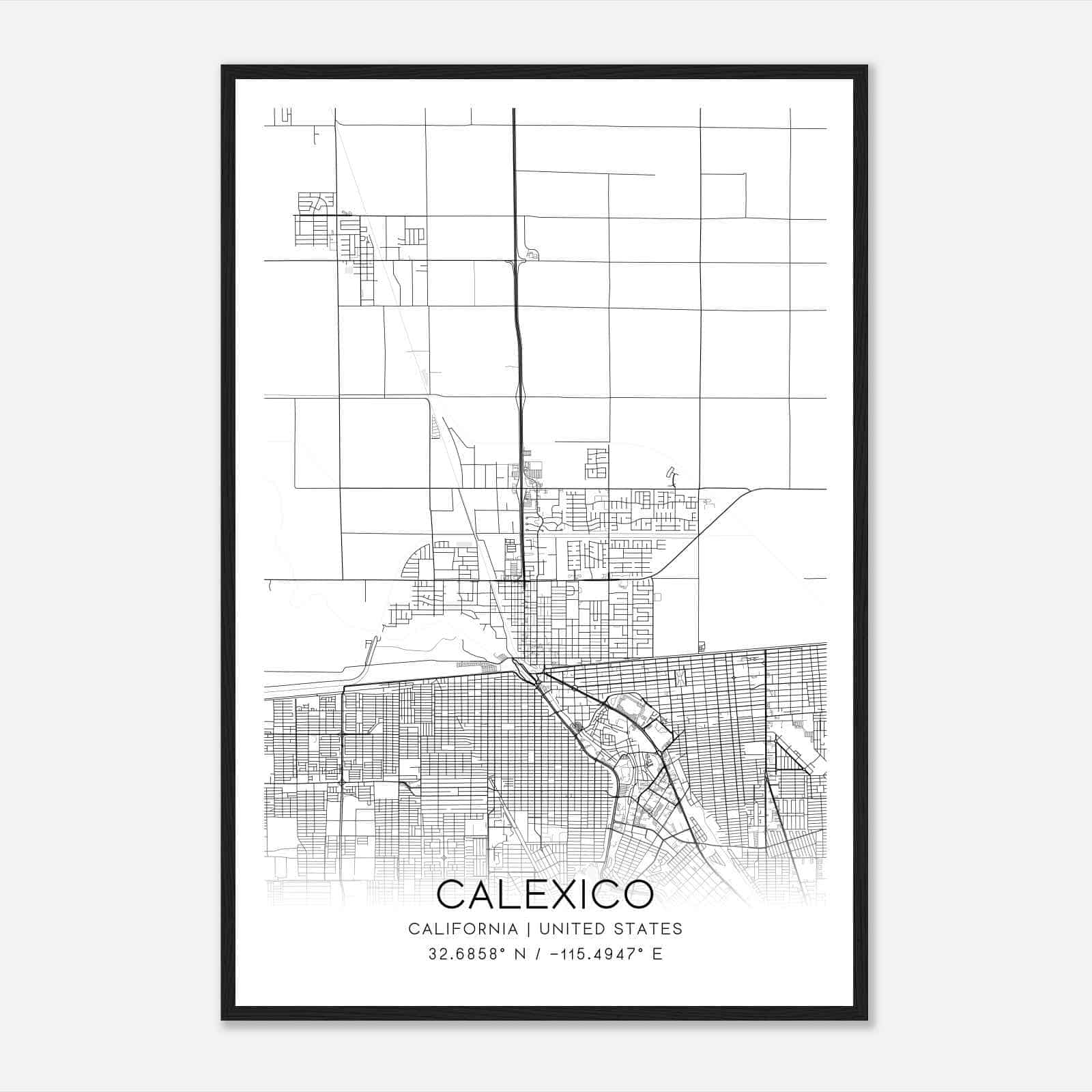Calexico California Map Poster, Modern Home Decor Wall Art Print