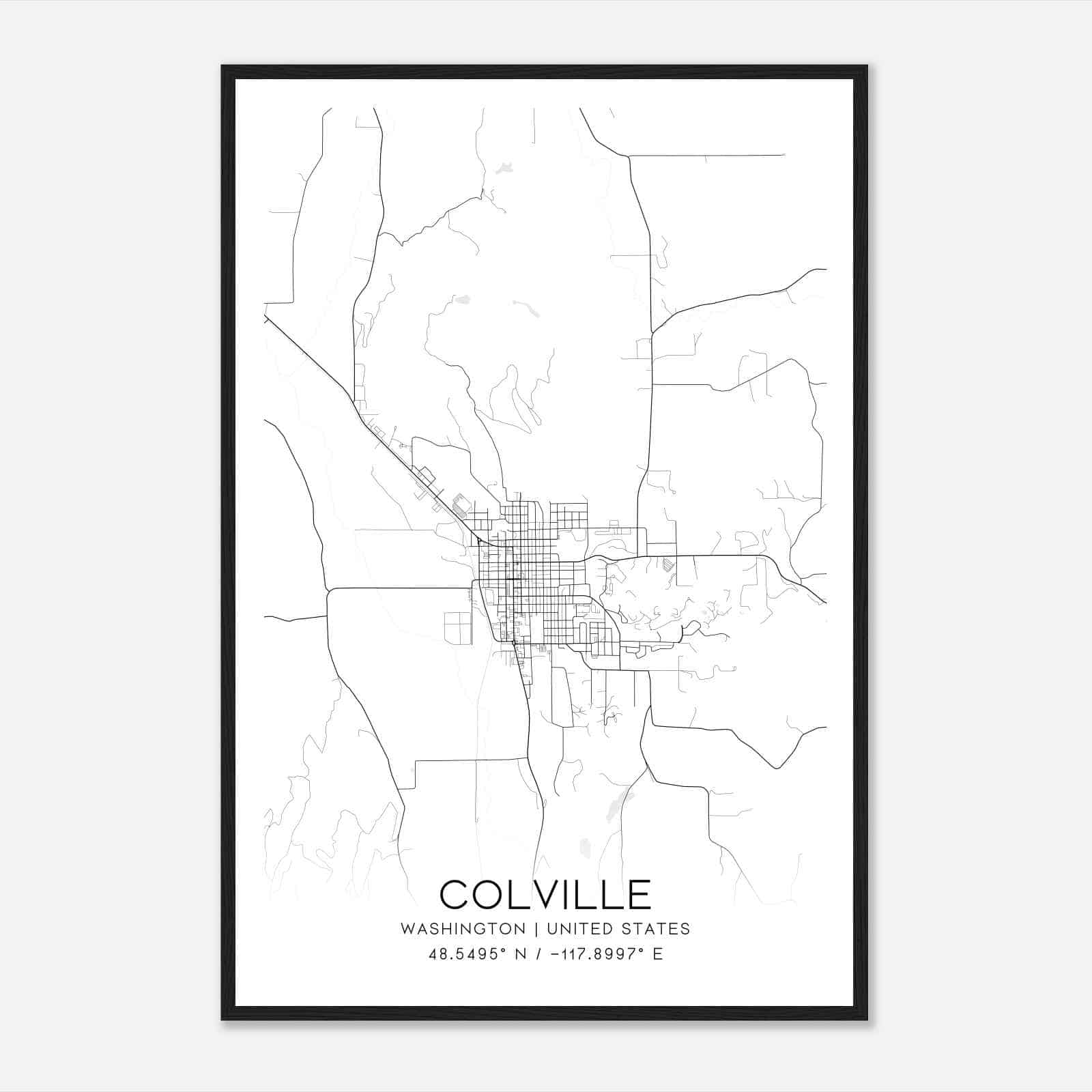 Colville Washington Map Poster, Modern Home Decor Wall Art Print