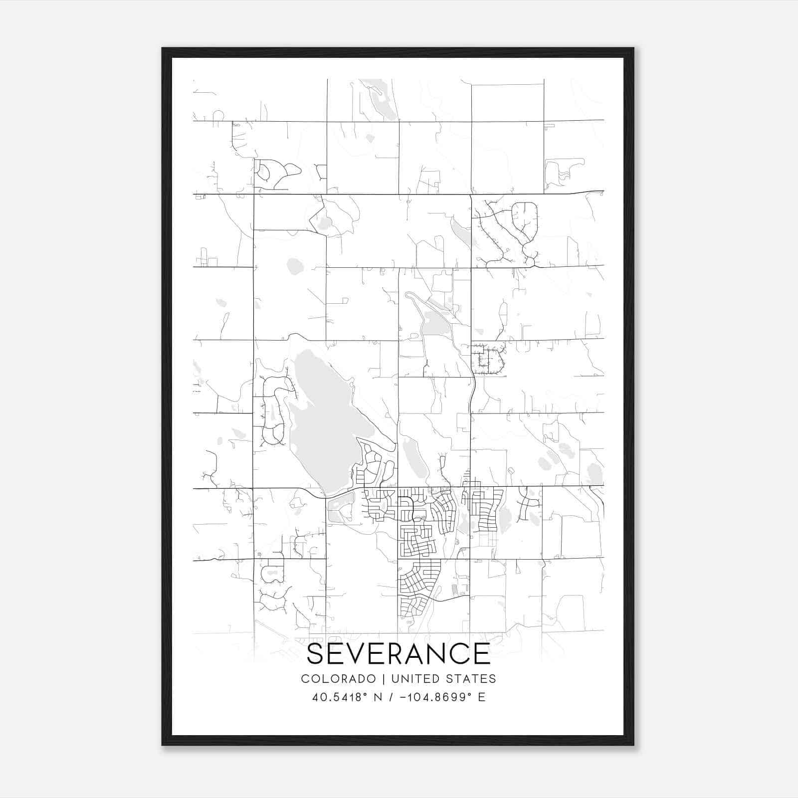 Severance Colorado Map Poster, Modern Home Decor Wall Art Print