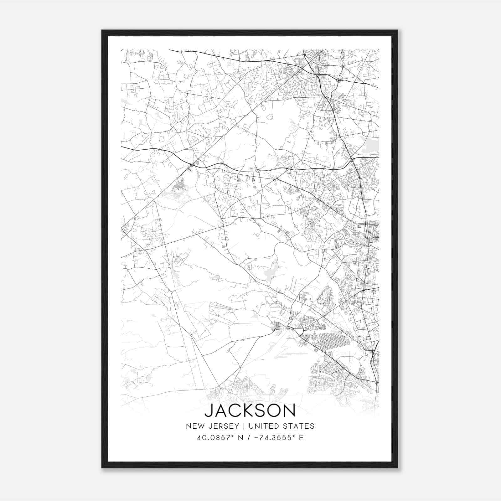 Jackson New Jersey Map Poster, Modern Home Decor Wall Art Print