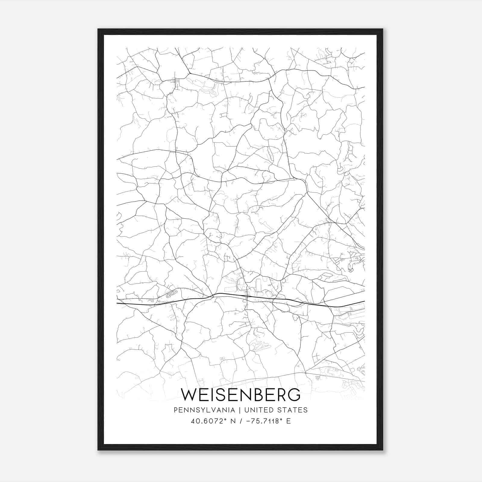 Weisenberg Pennsylvania Map Poster, Modern Home Decor Wall Art Print