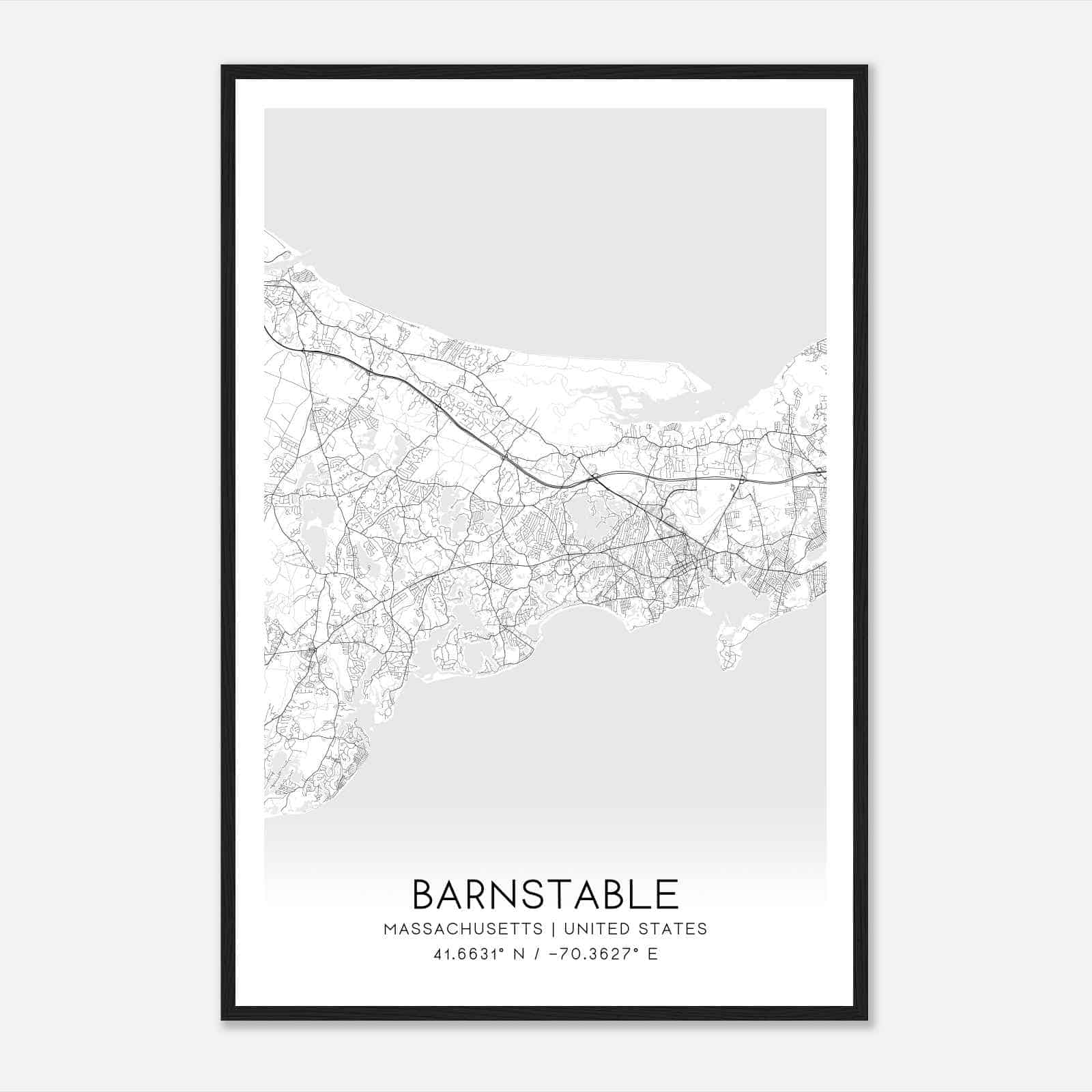 Barnstable Massachusetts Map Poster, Modern Home Decor Wall Art Print