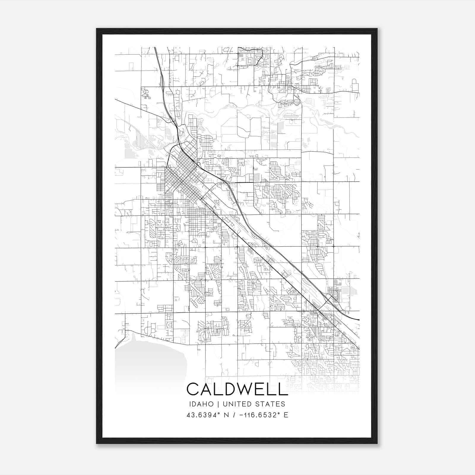 Caldwell Idaho Map Poster, Modern Home Decor Wall Art Print