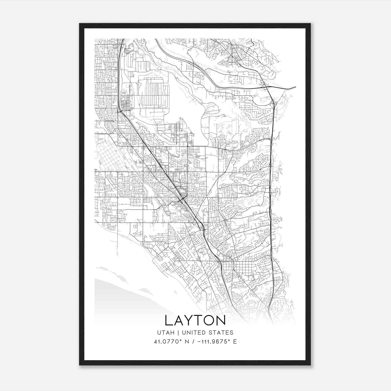 Layton Utah Map Poster, Modern Home Decor Wall Art Print