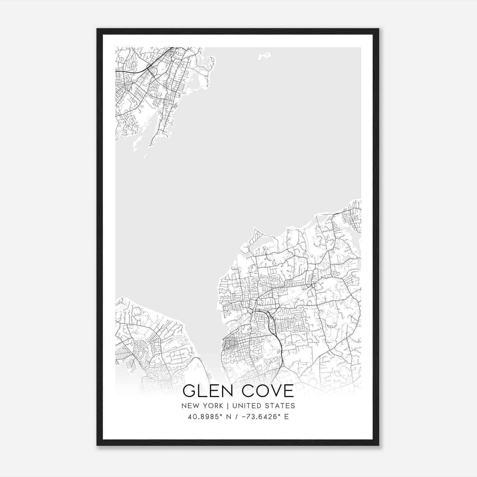 Glen Cove New York Map Poster, Modern Home Decor Wall Art Print