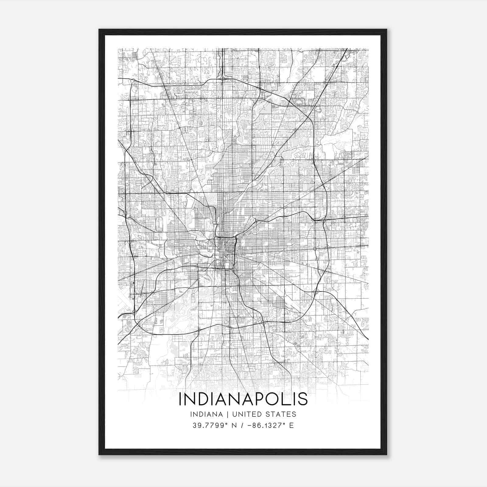 Indianapolis Indiana Map Poster, Modern Home Decor Wall Art Print
