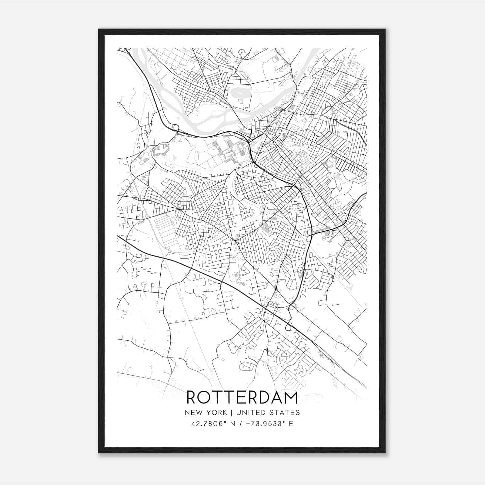 Rotterdam New York Map Poster, Modern Home Decor Wall Art Print Rotterdam New York Map Poster, Modern Home Decor Wall Art Print